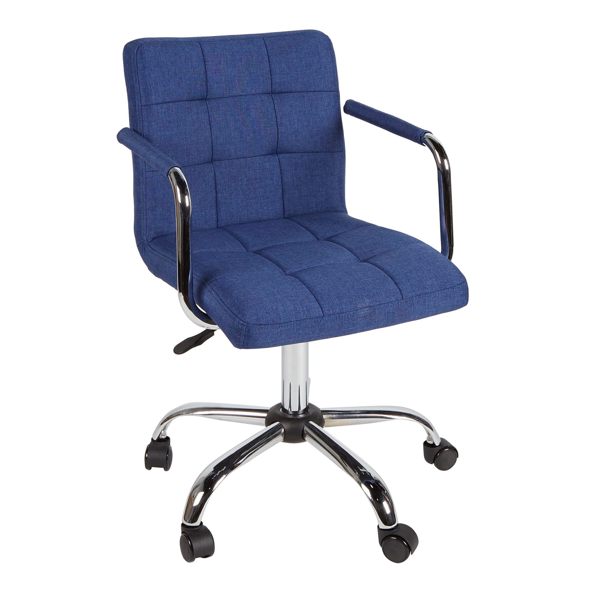 Decor TherapyBrenna Metal and Linen Quilted Office Chair, Navy