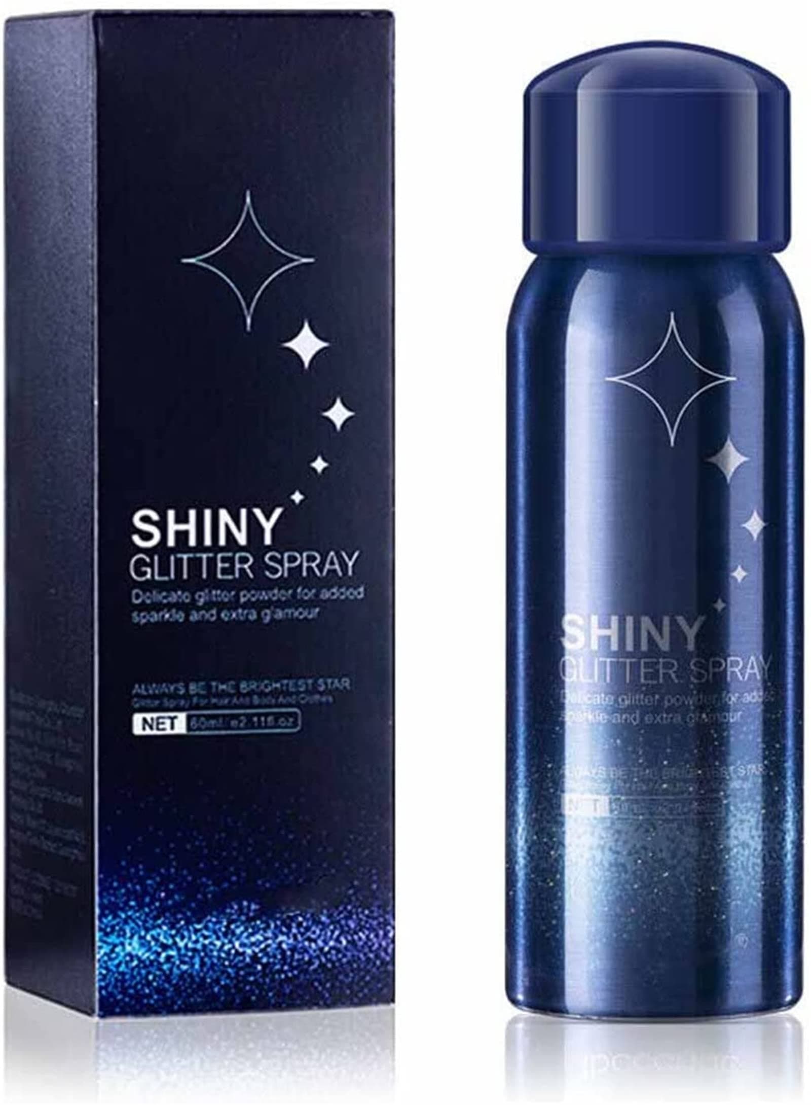 Stage Makeup Hair Body Glitter Spray Nightclub Party Body Starry Glitter Spray, Glitter Spray for Hair and Body Make Up Long Lasting Shimmer Silver Glitter Hairspray (1Pcs)