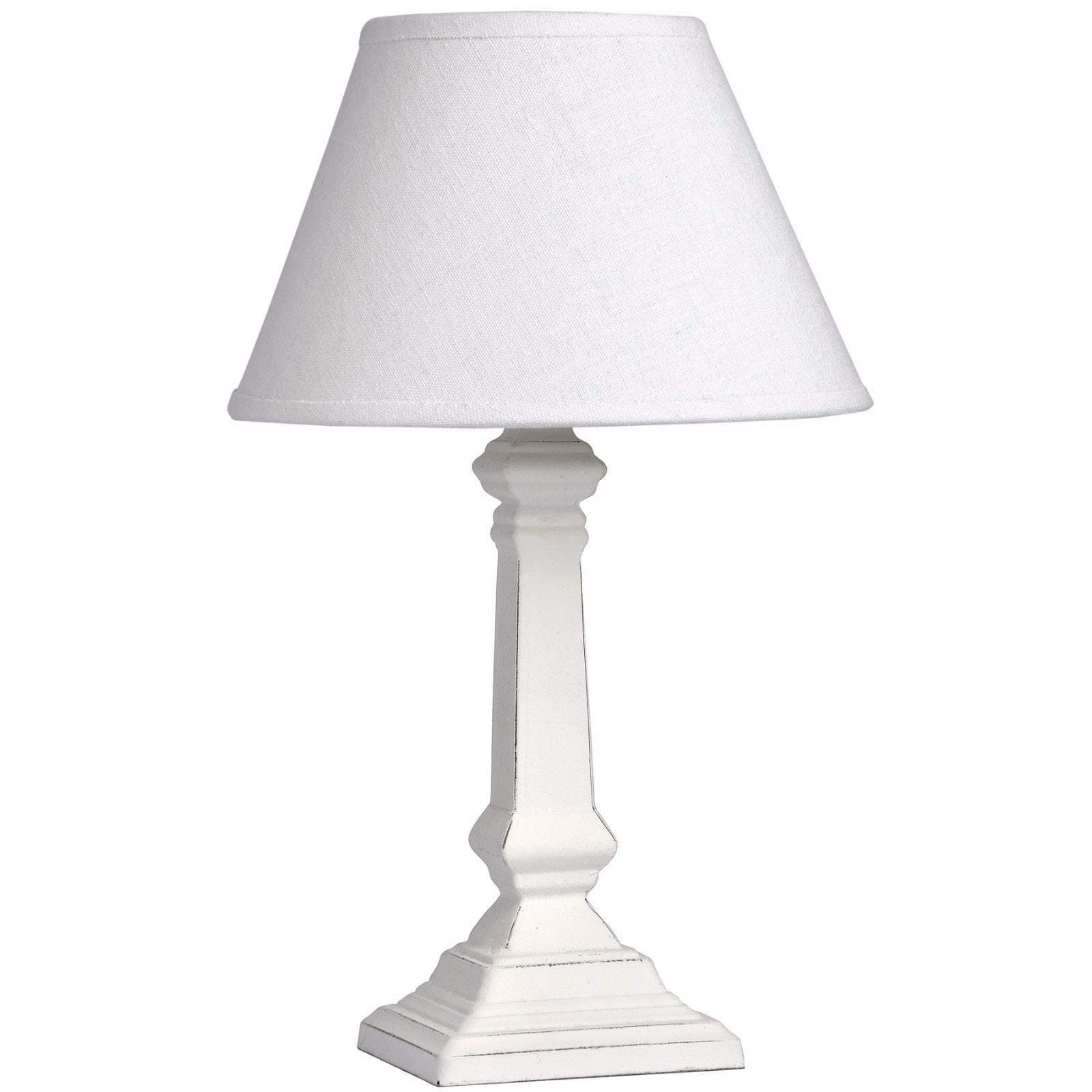 Wooden Table Bedside Lamp Light White Linen Shade Shabby Chic Style 27 cm