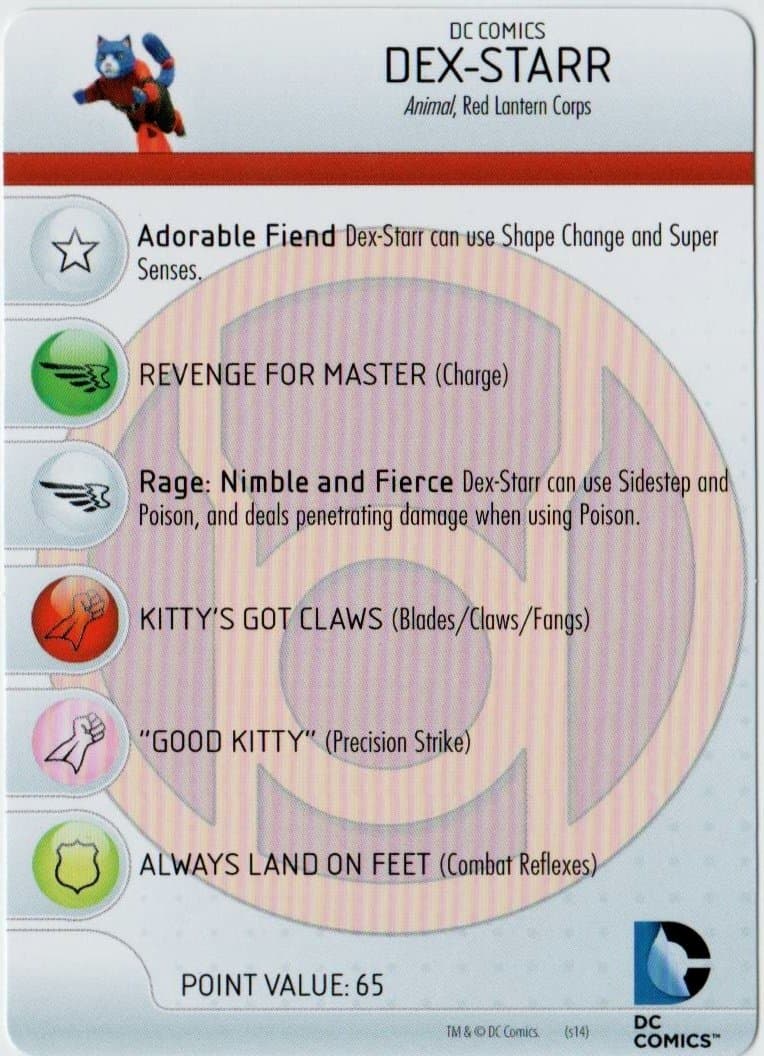 HeroClix DC War of Light #038 Dex-Starr Figure Complete with Character Card