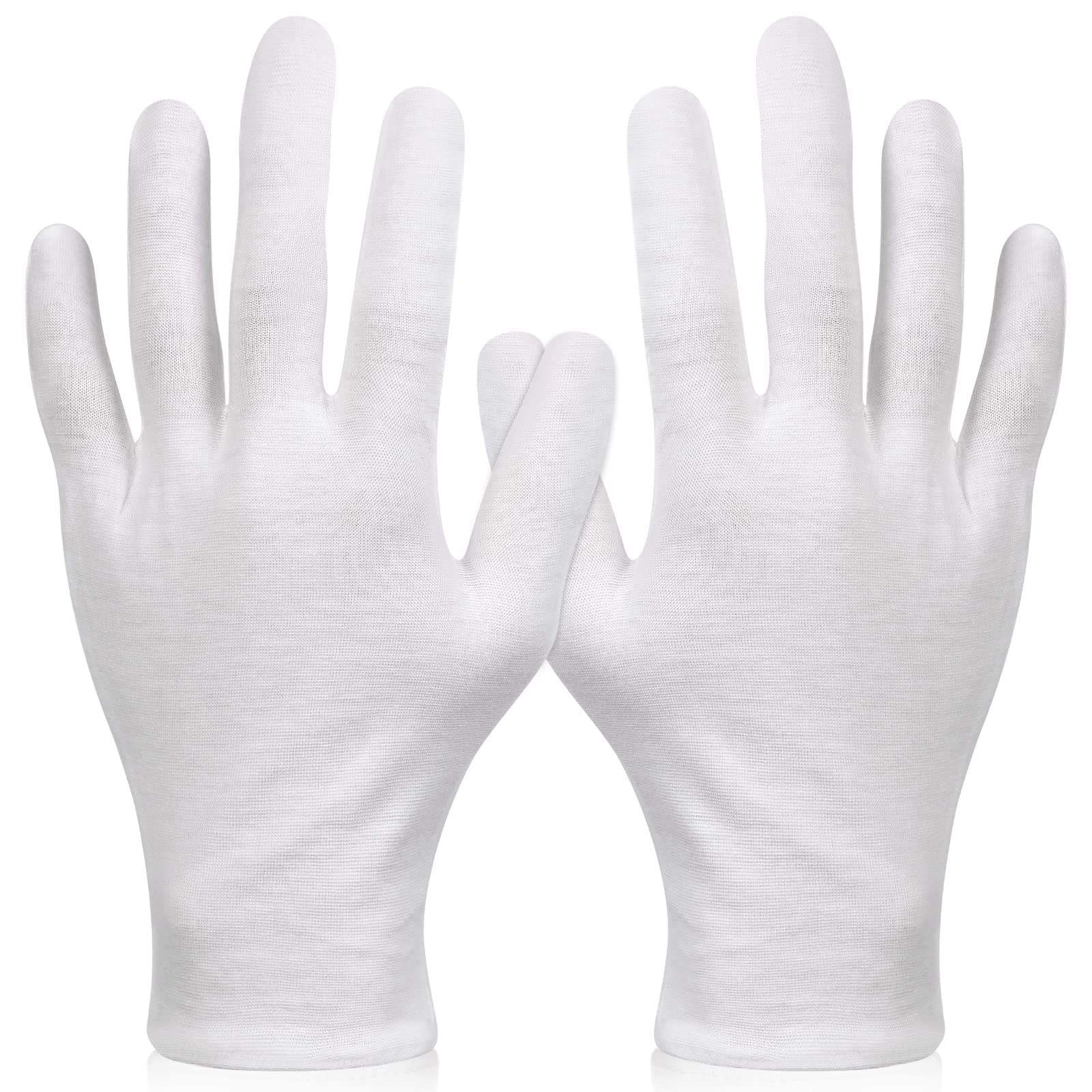 Paxcoo 6 Pairs XL White Cotton Gloves for Dry Hand Moisturizing Cosmetic Eczema Hand Spa and Jewelry Inspection