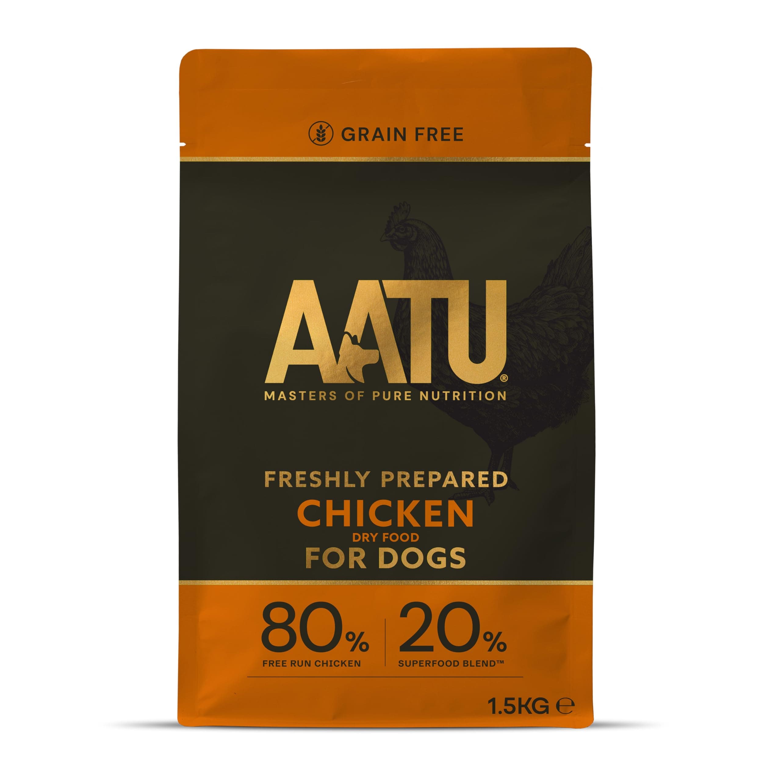 Dog 80/20 Chicken 1.5kg x 1AATU 80/20 Complete Dry Dog Food, Chicken 1.5kg - Dry Food Alternative to Raw Feeding, High Protein. No Nasties, No Fillers. (Packaging may vary).