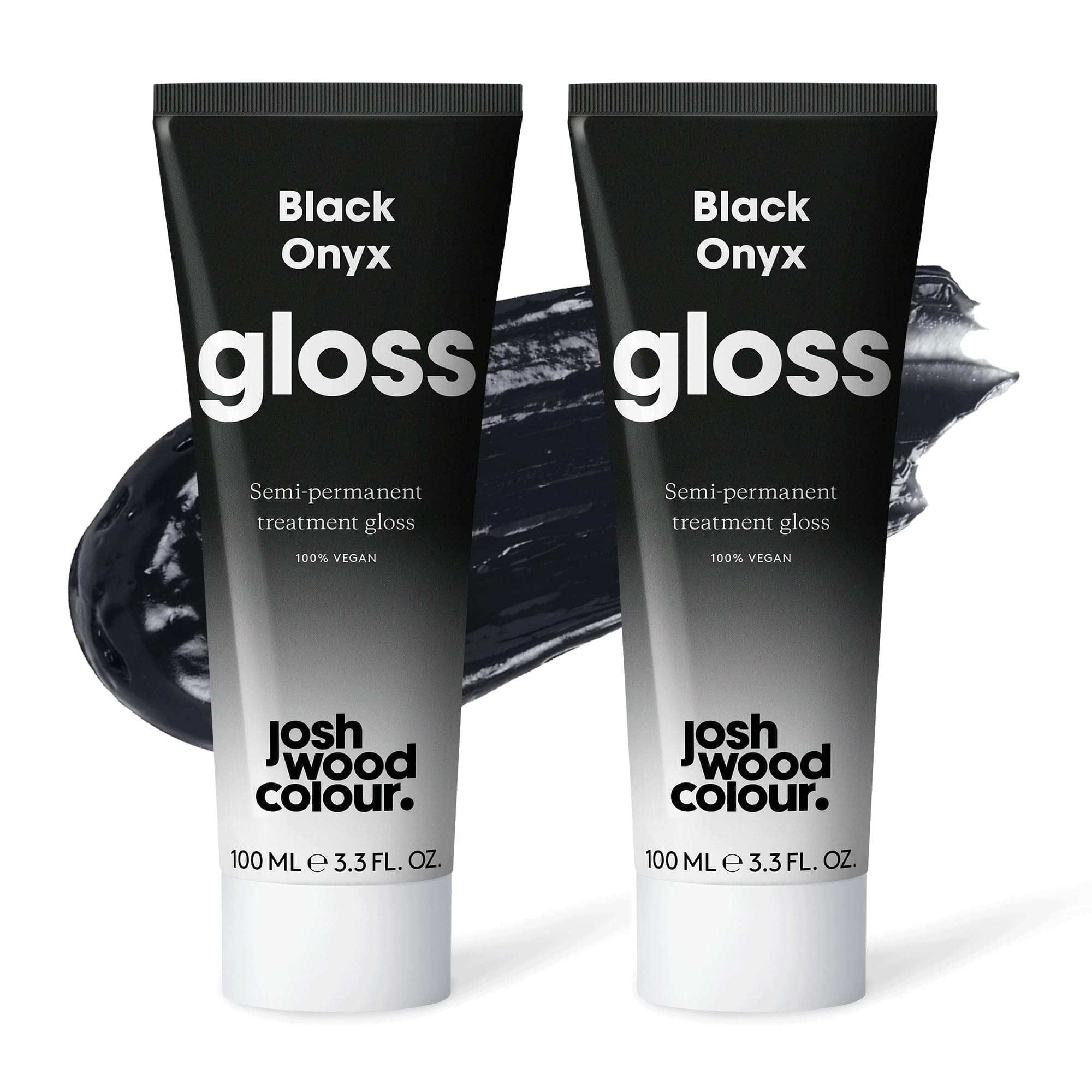 Black Gloss Duo Josh Wood Hair Gloss (Black) - Semi-permanent gloss, adds shine to your black and dark brunette hair - Lasts up to 6 washes - 100% Vegan - Cream (2 x 100ml)