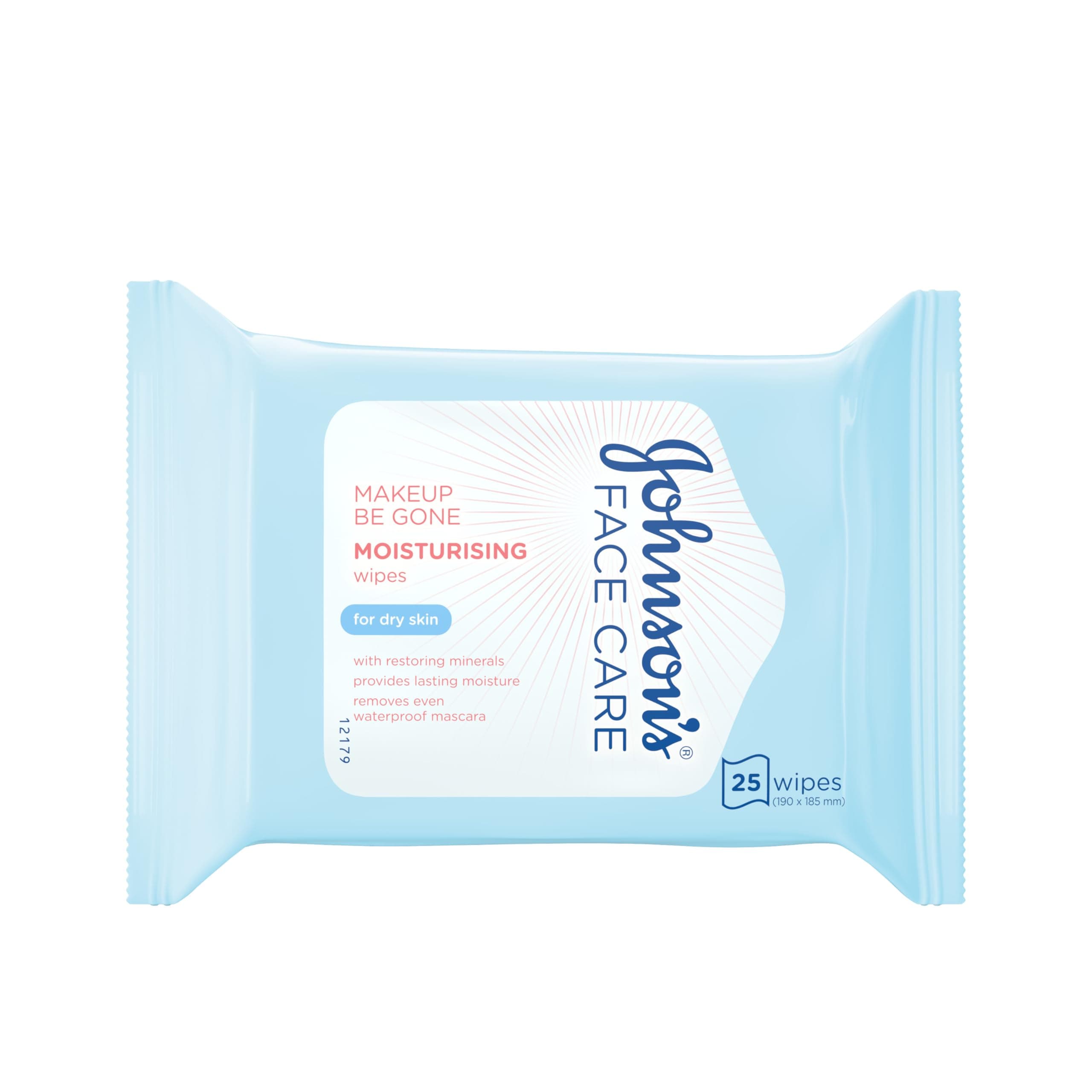 Johnson's Face Care Makeup Moisturising Wipes with coconut water, Pack of 25 Wipes, Packaging May Vary