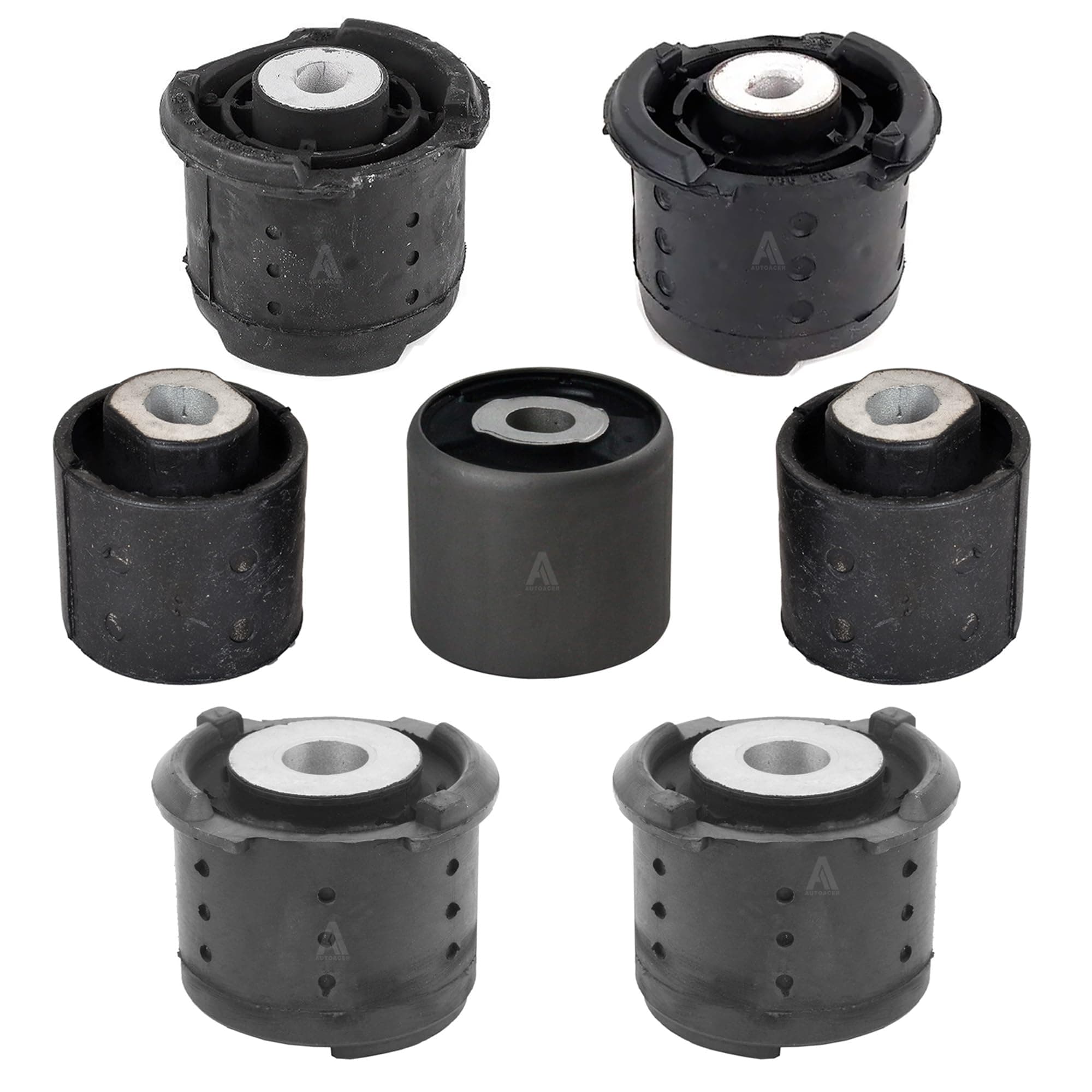 Complete Rear Subframe Kit 7 Pcs - Rear Axle Subframe Control Arm Mount Bushings for E46 3 SERIES 2000-2005, E83 X3 2004-2008, OEM compatible 33176751808, 33171093565, 33316769376