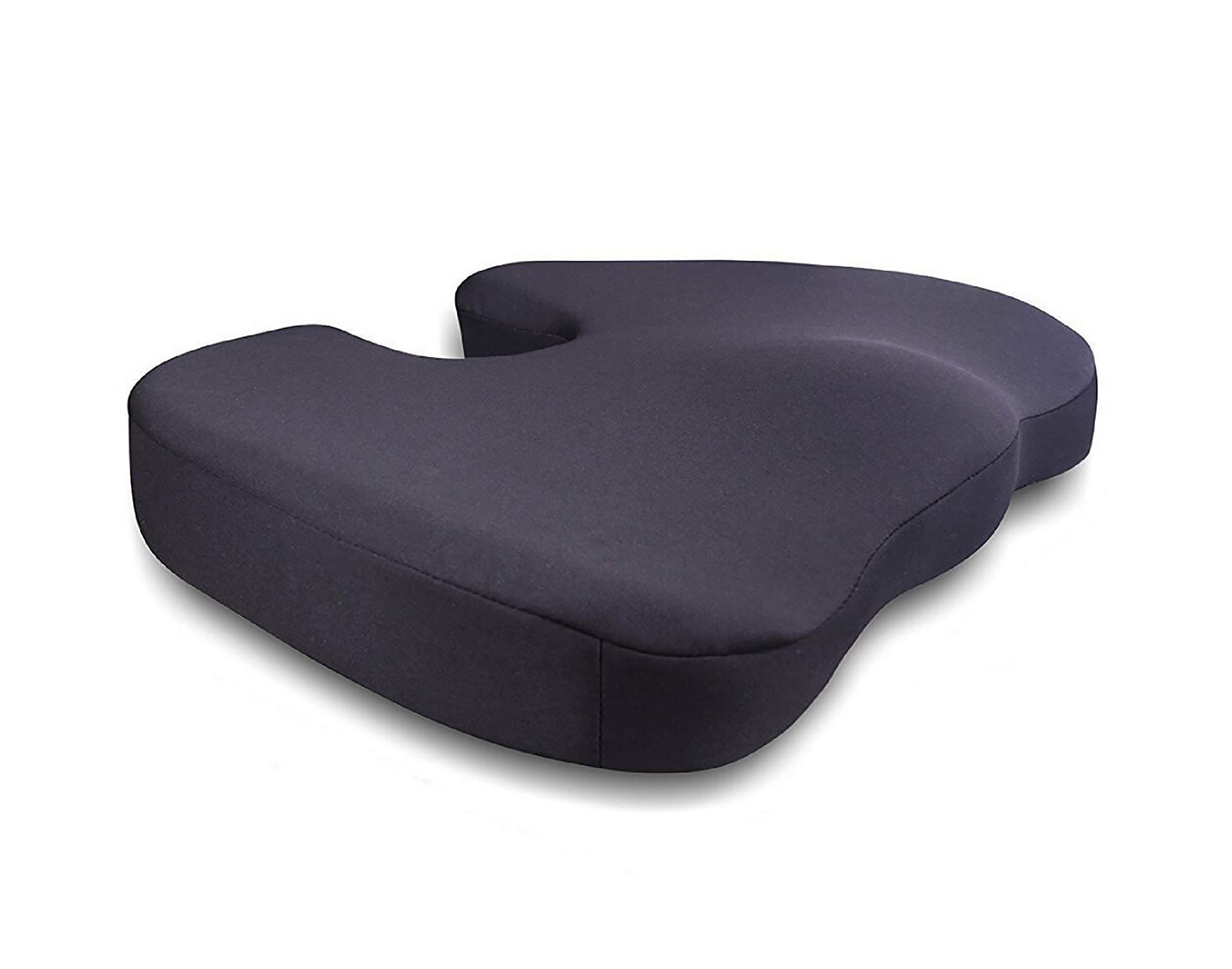 PIC AUTO Memory Foam Seat Cushion - Back Sciatica Hip Tailbone Orthopedic Pain Relief - Office Chair Desk Wheelchair Stadium Car Seat Cushion (Black, Seat Cushion)
