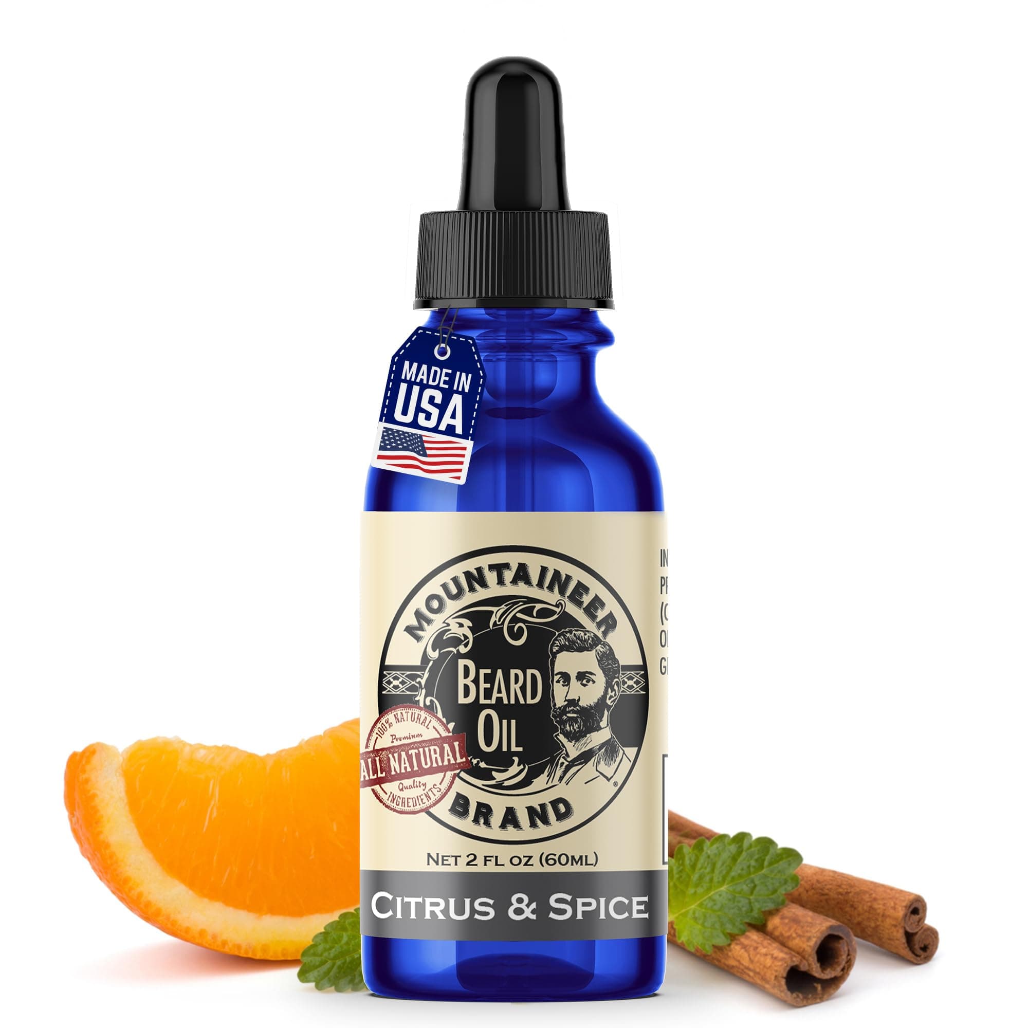 Beard Oil by Mountaineer Brand (2oz) | Premium pure Natural Beard Conditioner (WV Citrus & Spice)