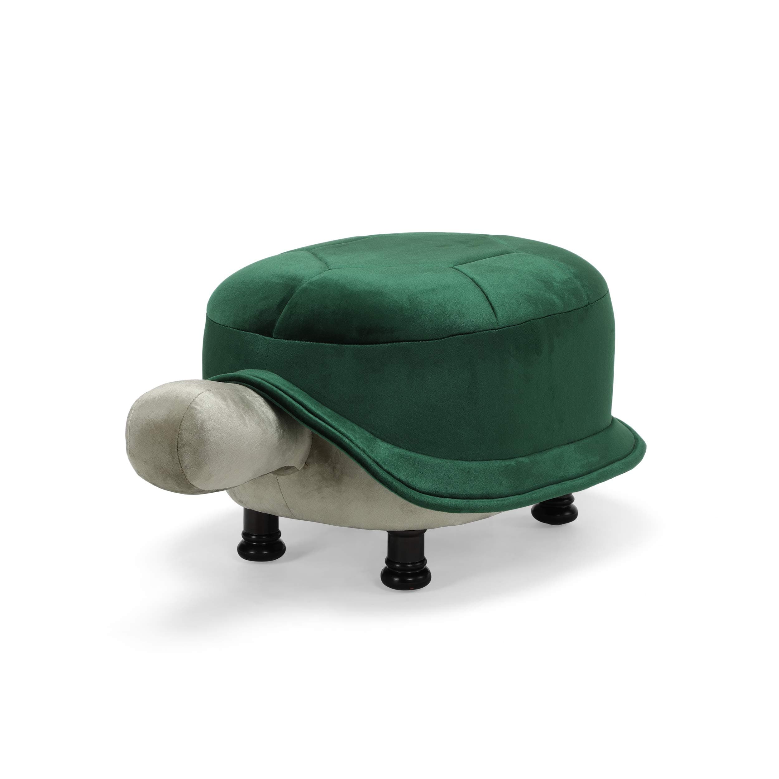 Great Deal Furniture Cathy Velvet Turtle Ottoman, Emerald and Pistachio