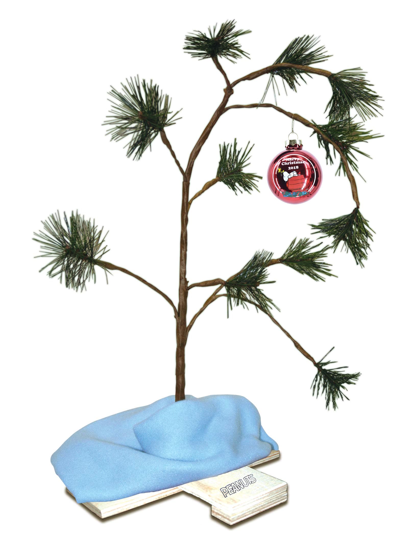 PRODUCTWORKS 14211_AMZ Exclusive 2018 24" Charlie Brown Musical Christmas Tree with Linus's Blanket Holiday Decor