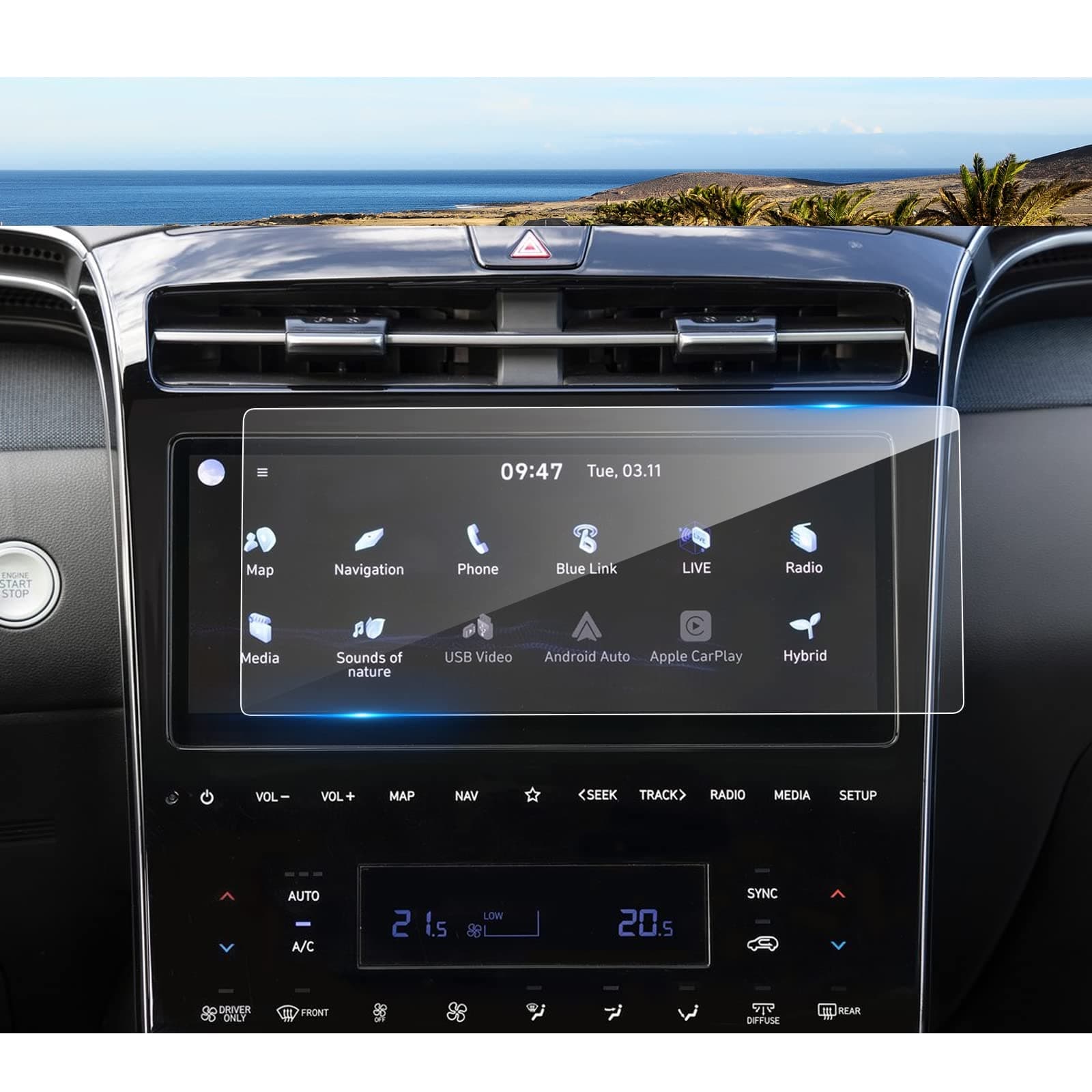 2022 2023 2024 Tucson Screen Protector for Hyundai Tucson (XRT/N Line/Limited/SEL/SEL Convenience) 10.25-inch Touchscreen, 9H Tempered Glass 2024 Tucson Hybrid Accessories HD Transparent 10.25"