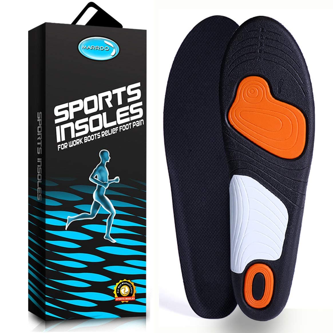 Running Shoe Insoles - Length Gel Shoe Insert Shock Absorption PU Insoles for Plantar Fasciitis, Running, Flat Feet, Heel Spurs & Foot Pain for Men & Women