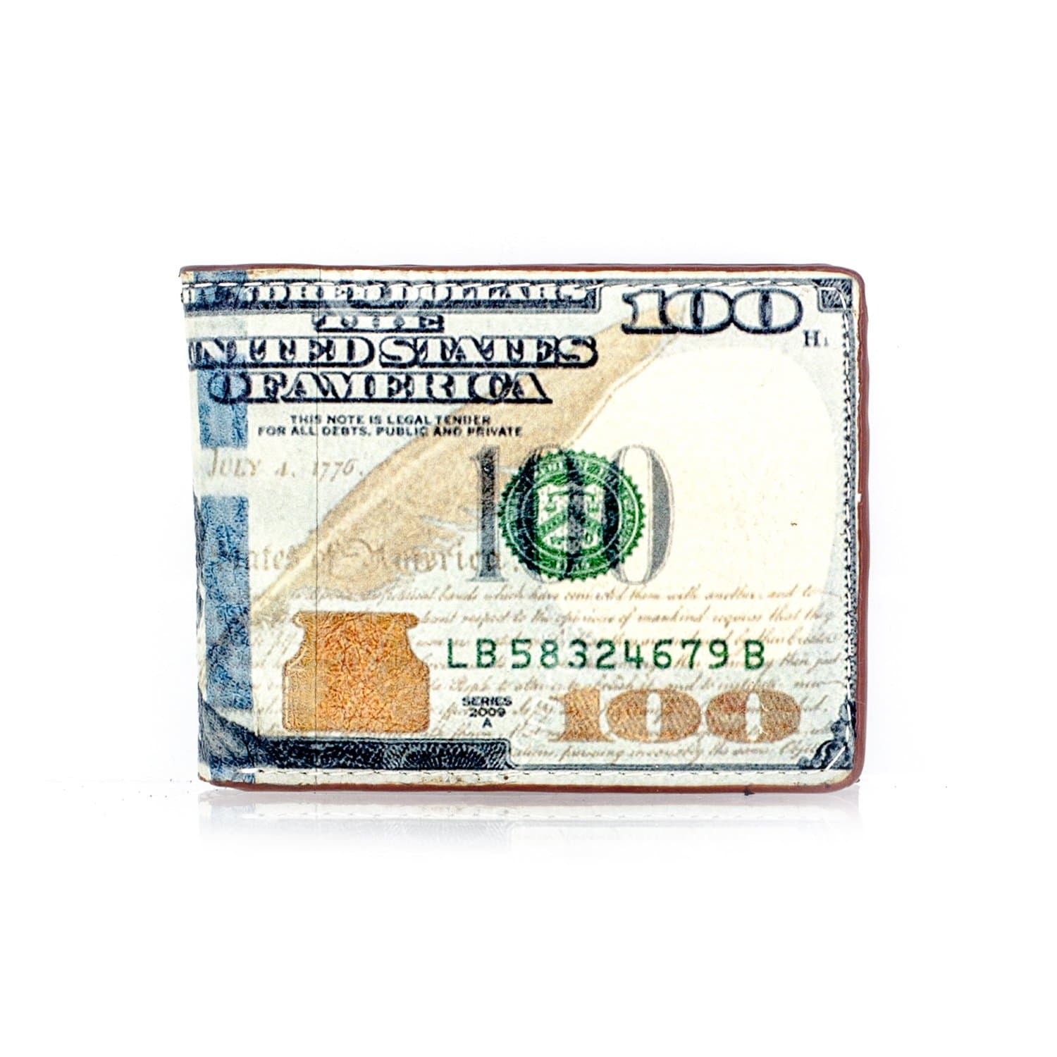 Faddism YAALI Series Men's 100 Dollar Bill Genuine Leather Bifold Wallet