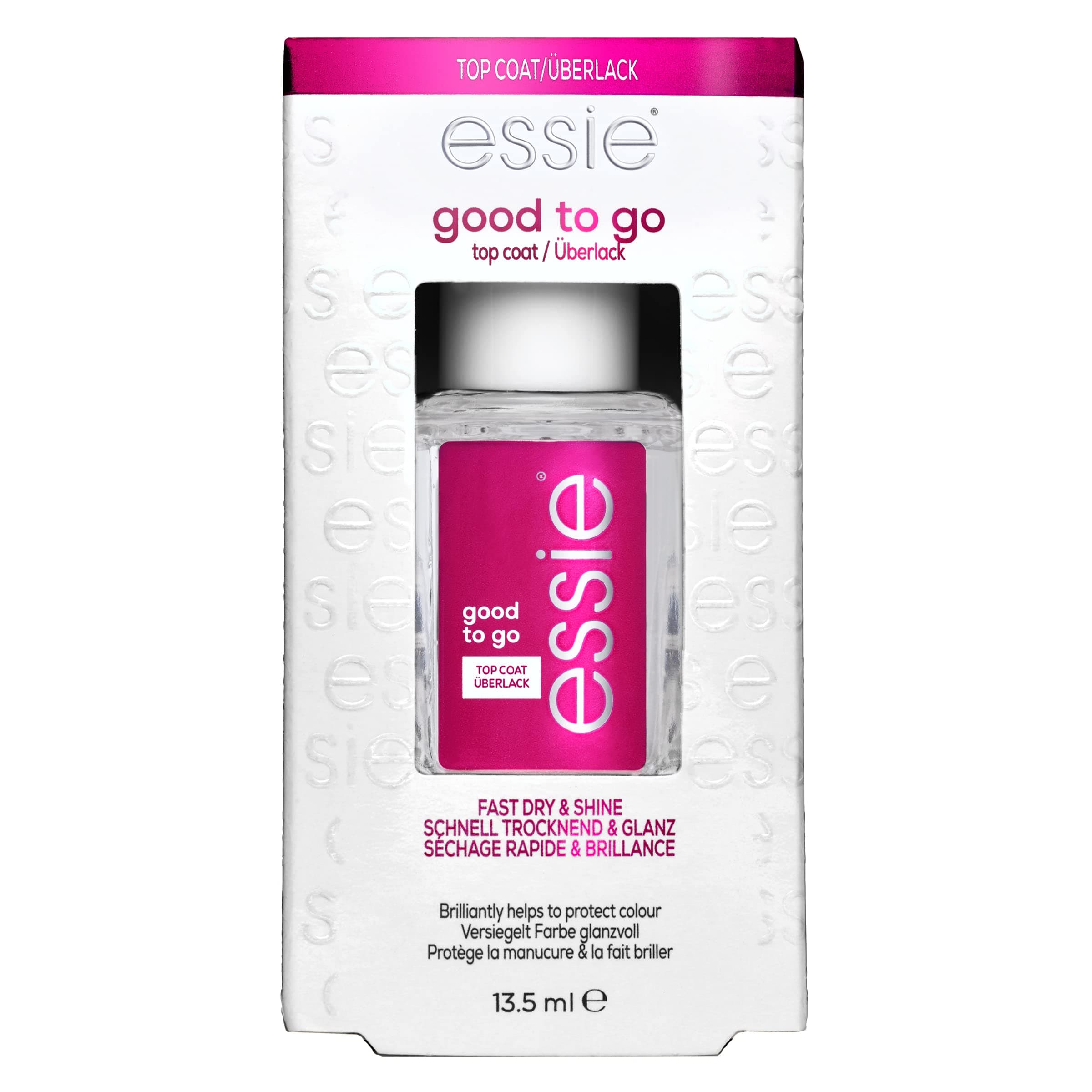 essie Good to Go Top Coat, Fast Dry + Shine Nail Polish, 0.46 Ounces (Packaging May Vary)
