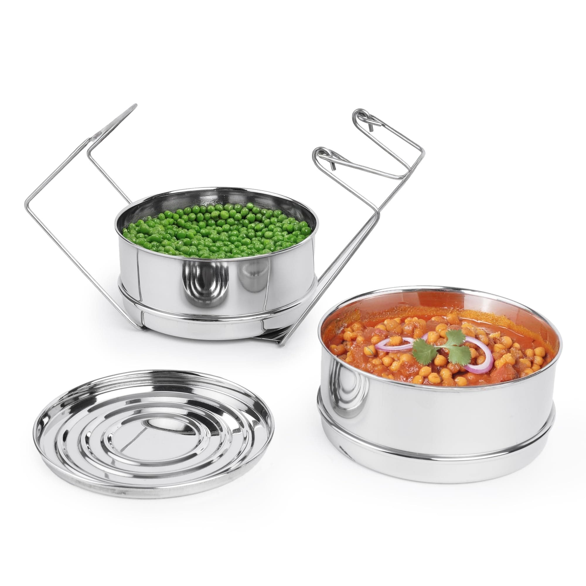 Stainless Steel Separator Set for 3ltr Pressure Cooker | 5.5 inch, 1.9 ltr, 2-Tier | 100% Toxin Free, No Chemical coating