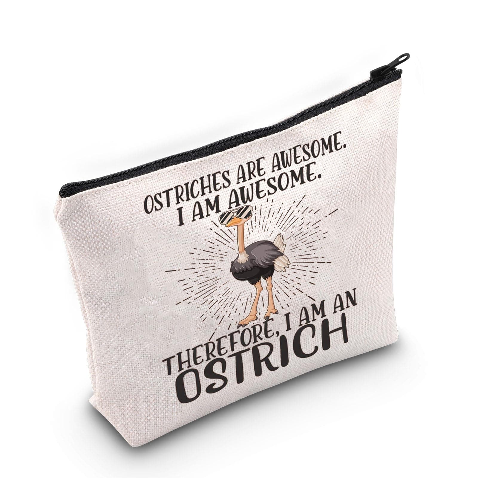 LEVLO Ostrich Cosmetic Makeup Bag Ostrich Lover Gift Ostriches Are Awesome Makeup Zipper Pouch Bag For Ostrich Fans, Ostriches Are Awesome, Cosmetic Bag