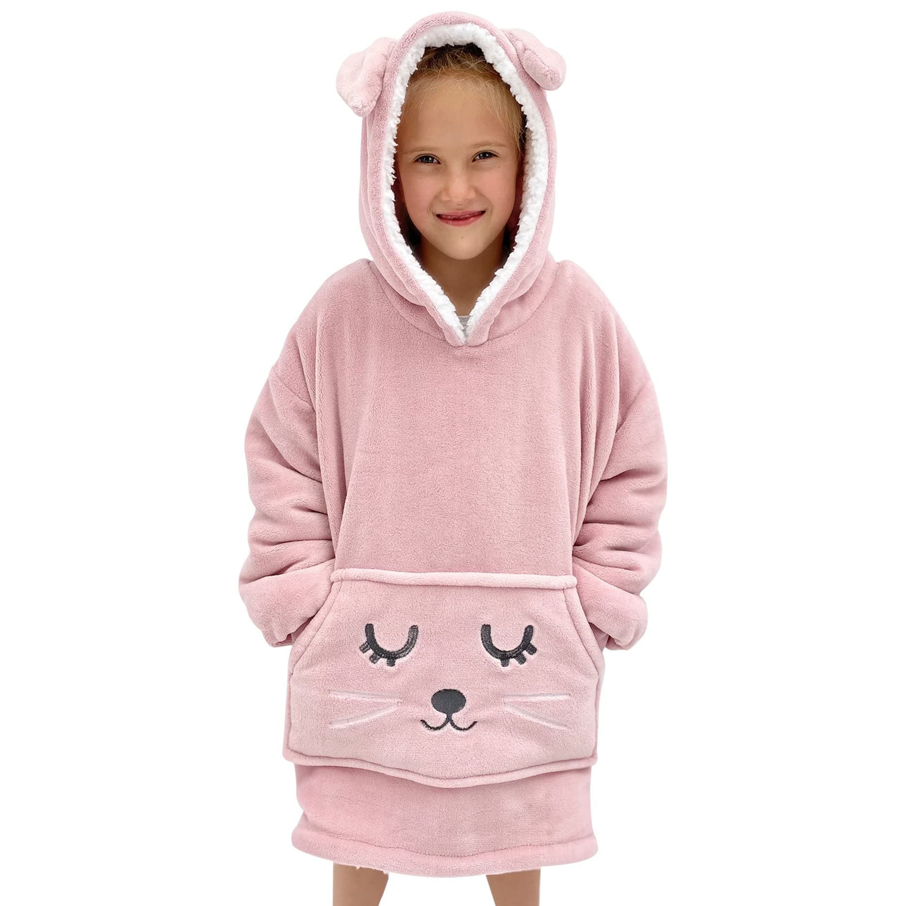 Wearable Blanket Kids 3-10yr, Fun Animal Kids Blanket Hoodie, Hooded Sweatshirt, Oversized Comfy Hoodie Boys, Girls, Toddlers