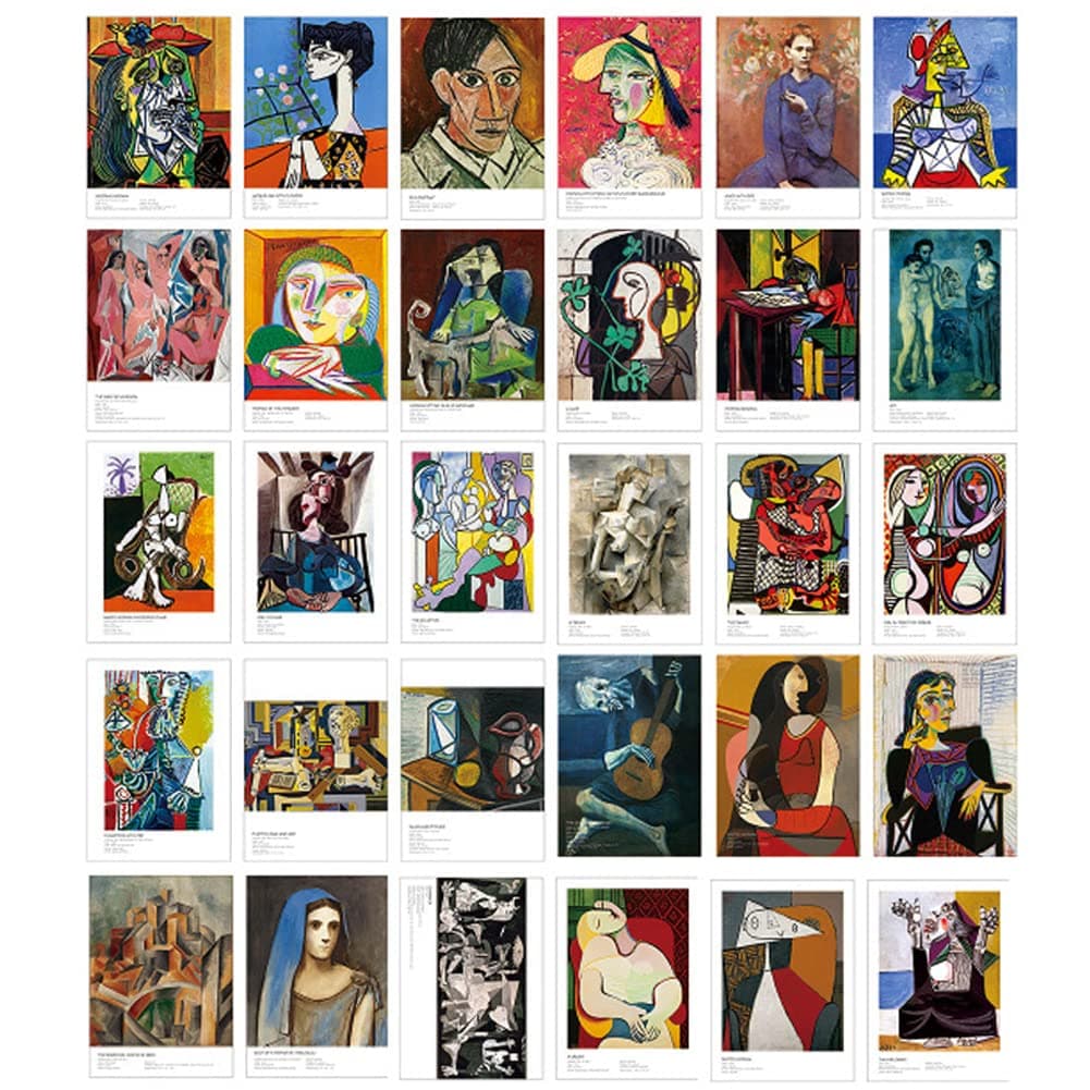 HOSTEESSCHOICE Beautiful Art Postcards set of 30 Post card of Pablo Picasso variety pack Famous Painting Scenery,4 x 6 Inches