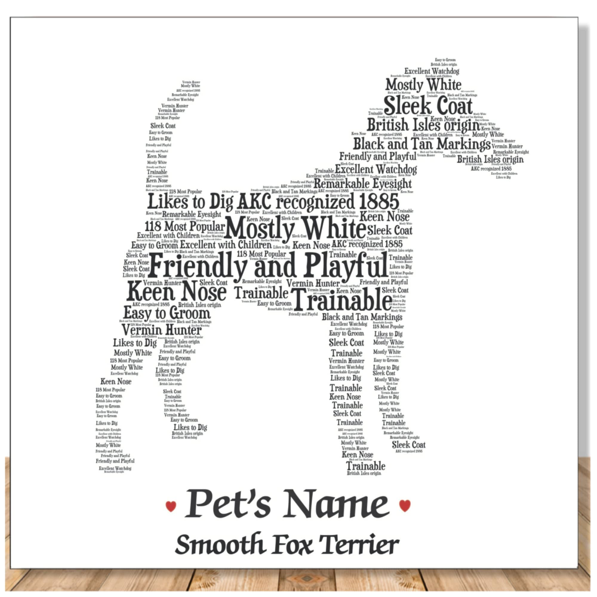 Smooth Fox Terrier Personalize Dog Wall Art Print | Home Decor Gift Wrapped | Custom Name | Pet Loss Memorial Present for Owners | USA Handmade
