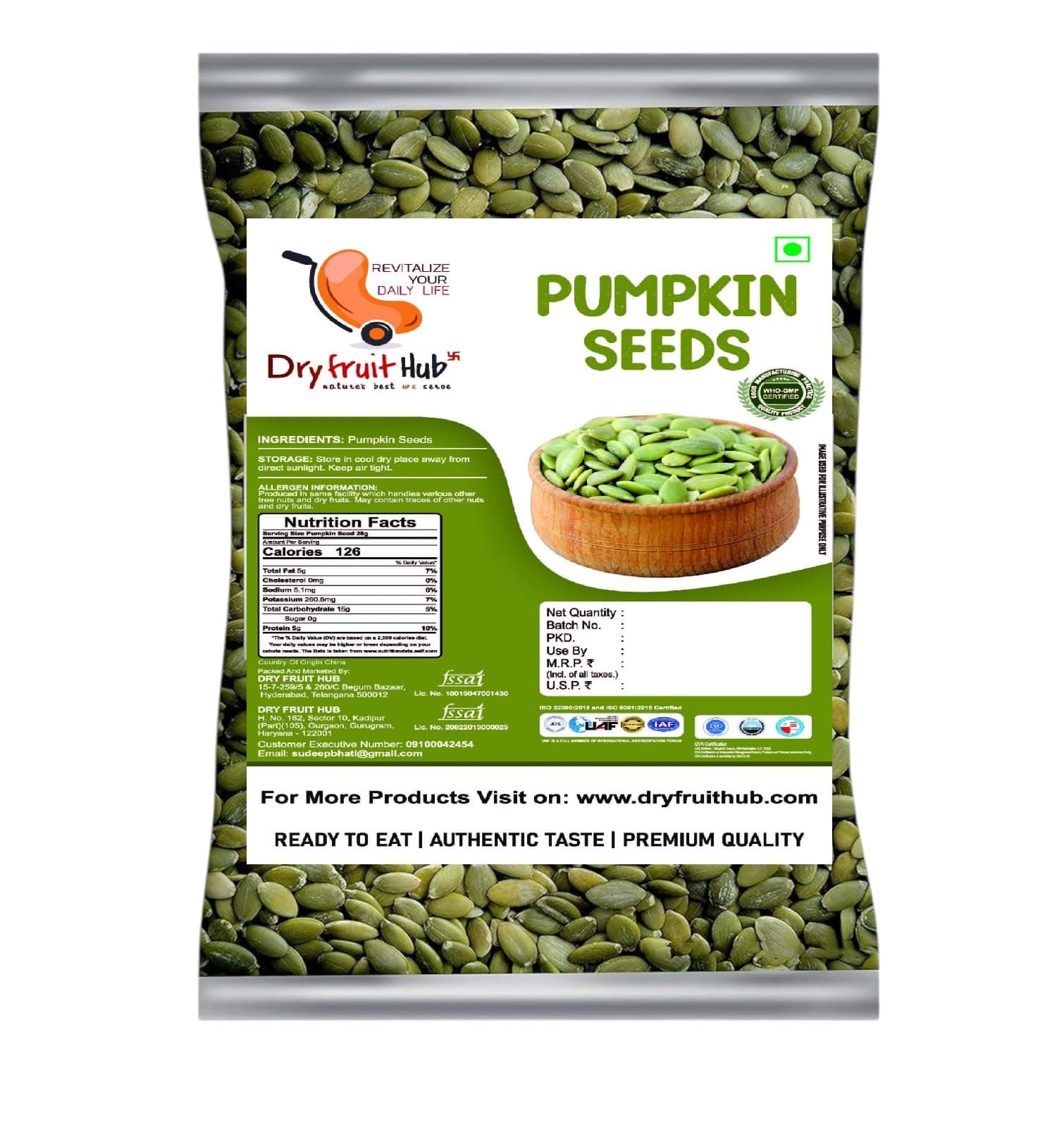 Dry Fruit Hub Raw Pumpkin Seeds For Eating 1kg, Rich in Protein, Dietary Fibre, Magnesium & Phosphorus, Source of Iron & Zinc, Handpicked Seeds, Nutrient-Rich Healthy Diet Snack