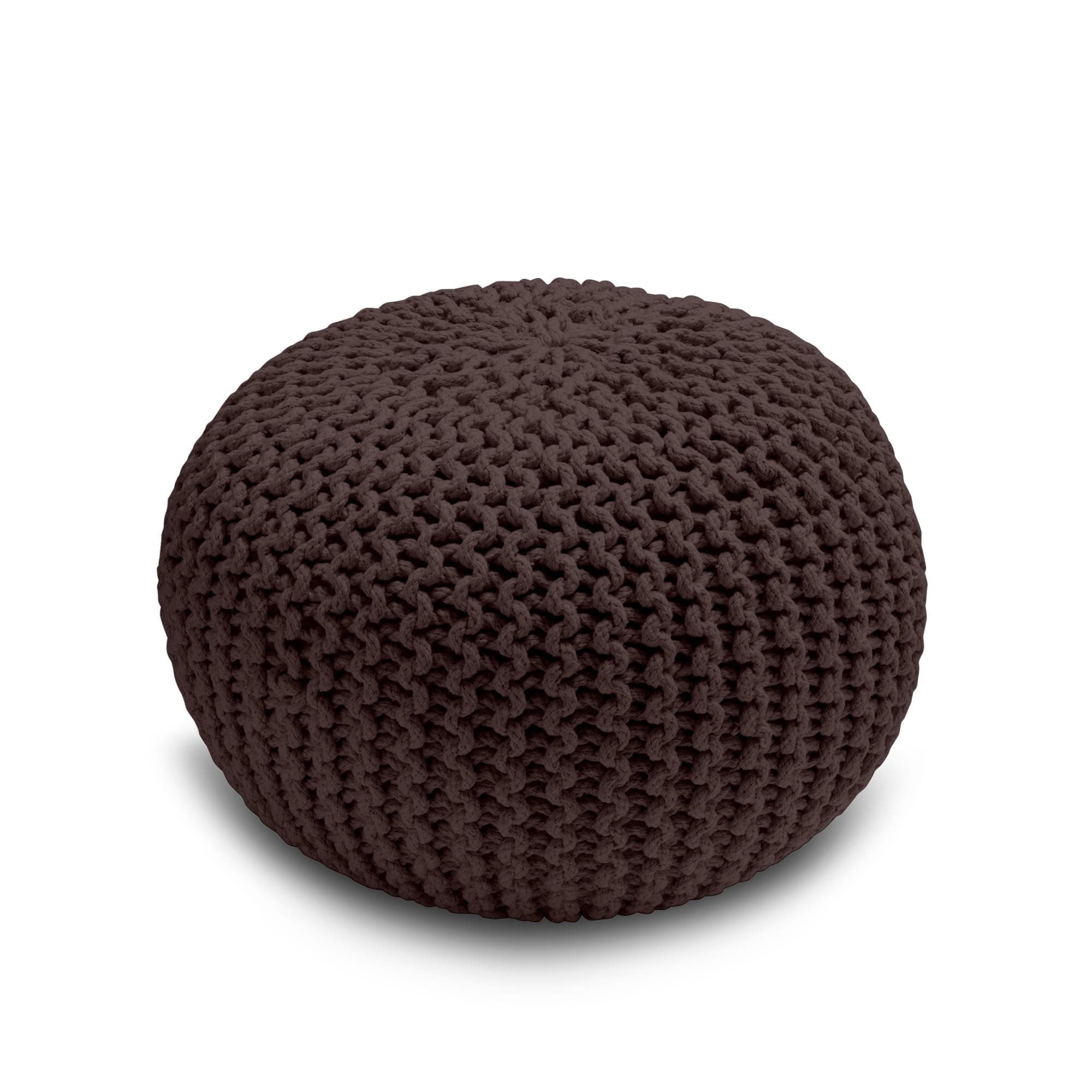 Home Sweet Home UK Handmade Ottoman Large Knitted Pouffe Footstool - 100% Cotton Chunky Knitted Round Pouffes For Living Room - Suitable For Resting Feet, Occasional Seating & Decor