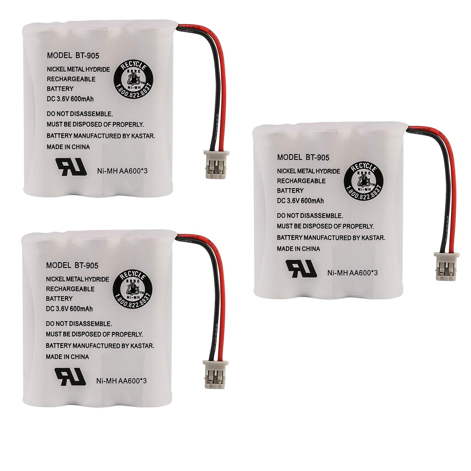 UnidenBT-905 Rechargeable Cordless Handset Phone Battery 3.6V 600mAh NiMH (3-Pack)