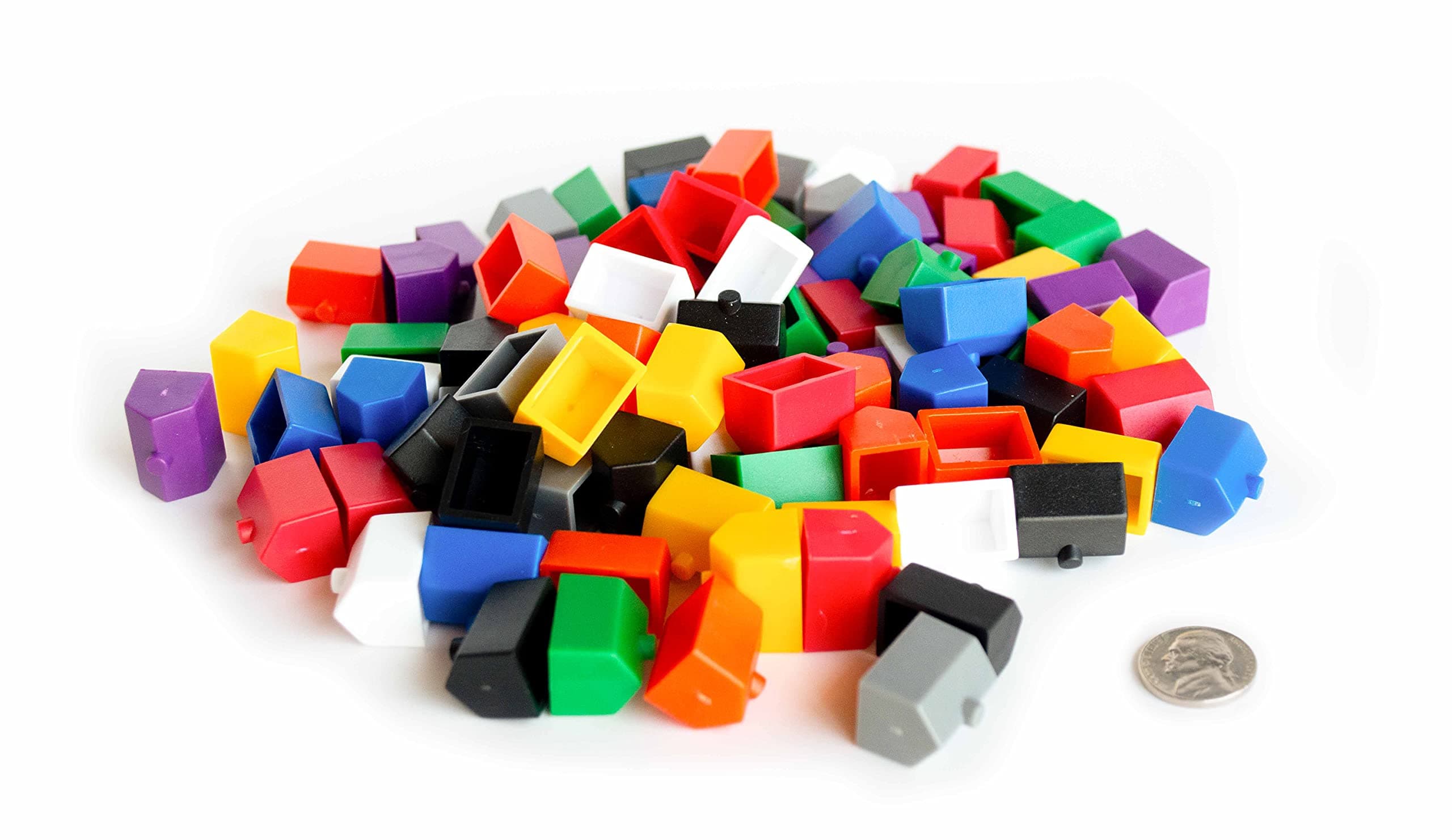 Plastic Hotels: Black, Grey, White, Red, Orange, Yellow, Green, Blue, and Purple Color Board Game Replacement Hotel (Colored Miniature Town & City Buildings, Board Game Playing Pieces) | 90 Pieces