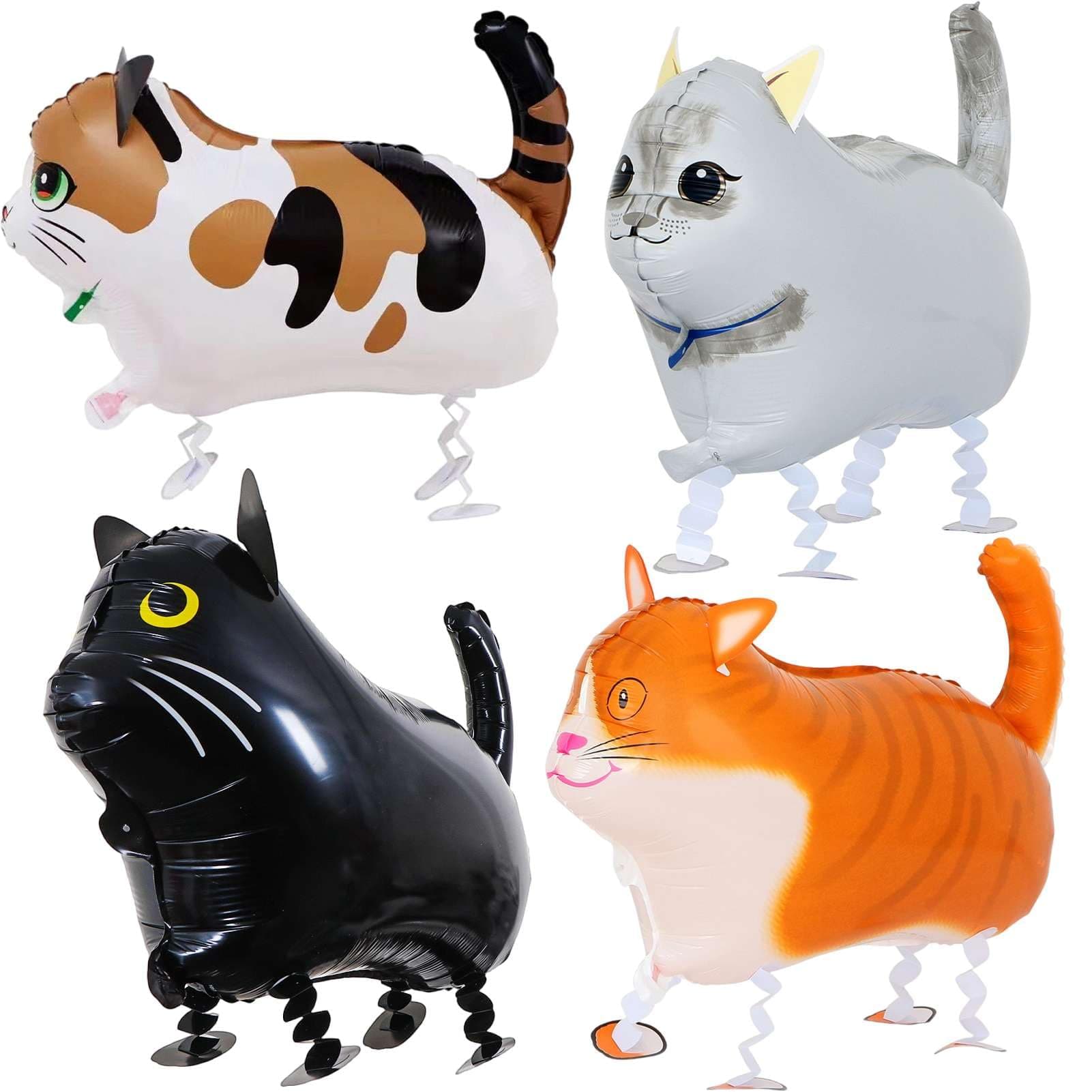 4 Pack Walking Cat Animal Balloons for Kids Birthday Party Pet Theme Decorations