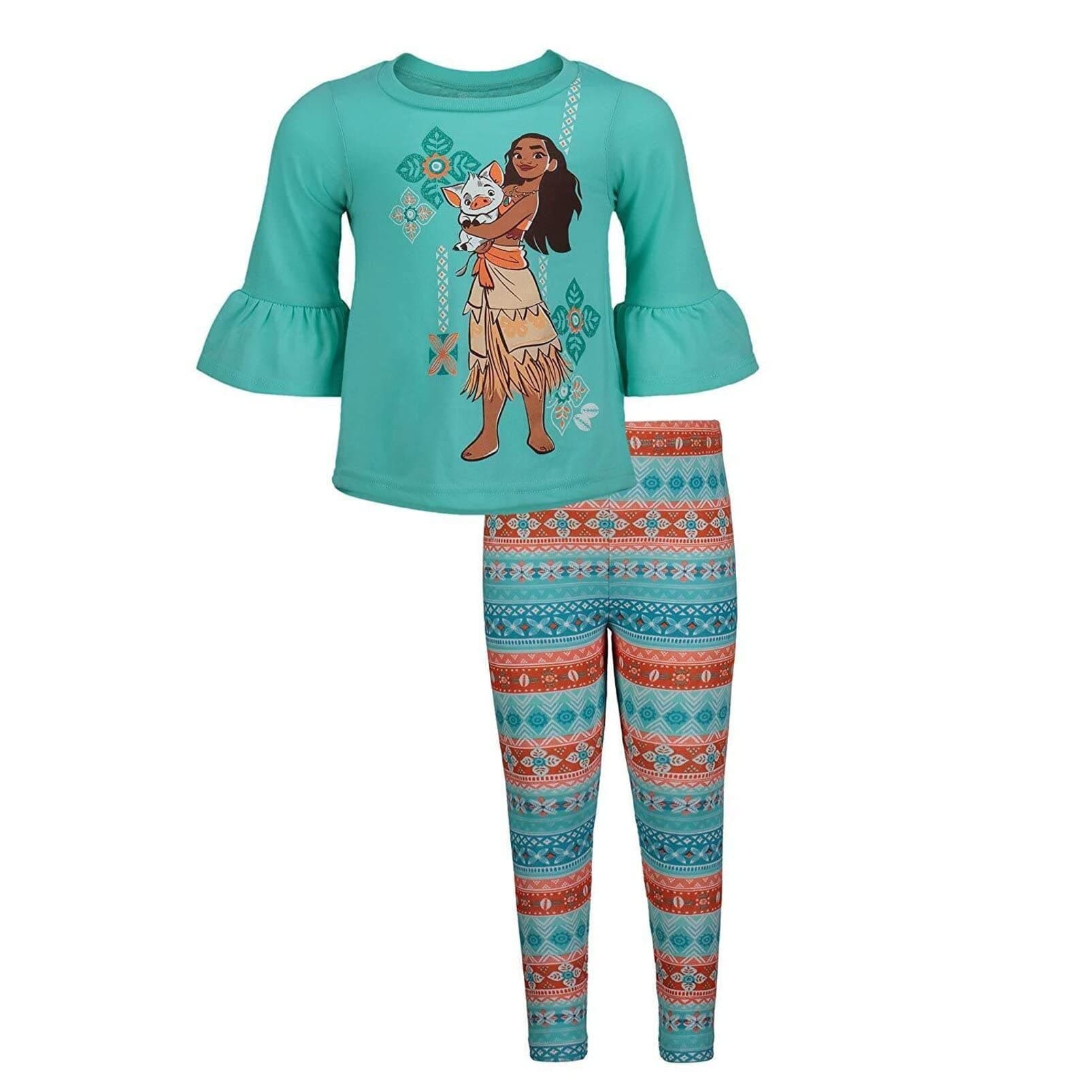 Moana Graphic T-Shirt and Leggings Outfit Set - Blue