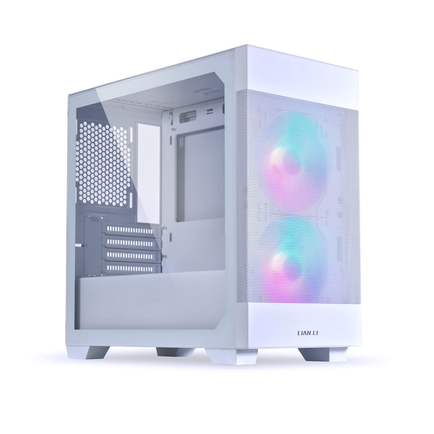 High Airflow Micro ATX White PC Case, RGB Gaming Computer Case, Mesh Front Panel Mid-Tower Chassis w/ 2x140mm ARGB PWM Fans Pre-Installed, Tempered Glass Panel (LANCOOL 205M MESH, Snow White)