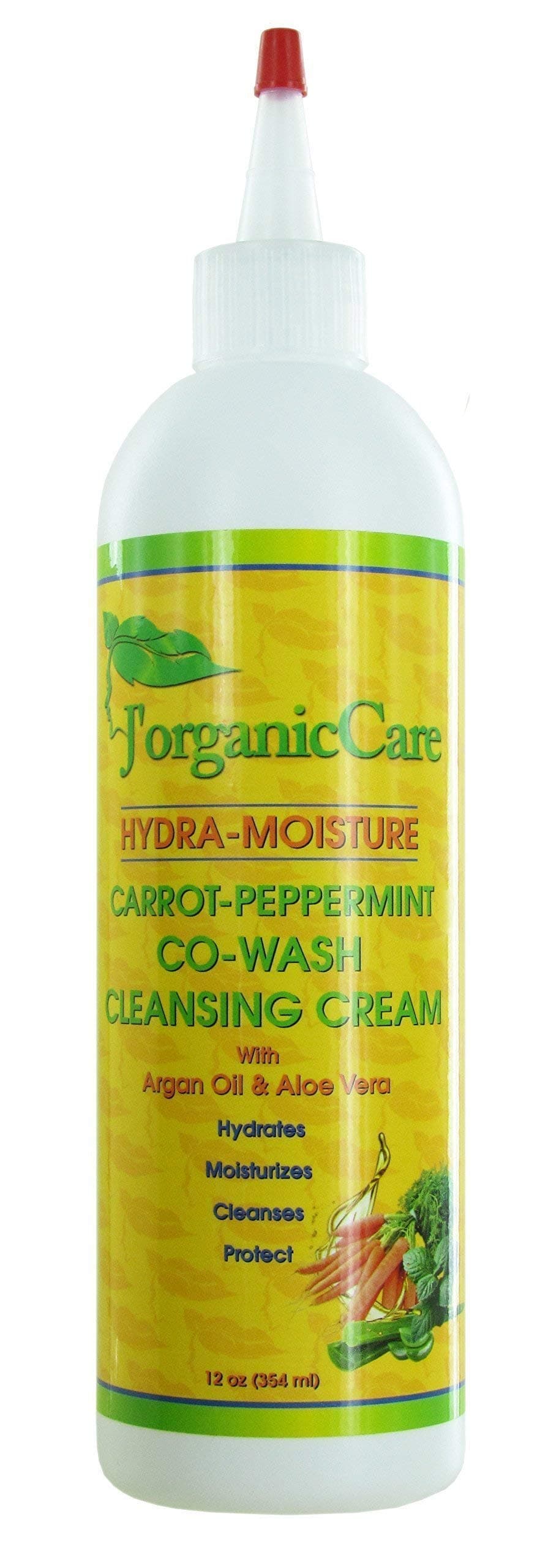 J'Organic Solutions Carrot-Peppermint Co-Wash Cleansing Cream with Argan & Aloe Vera Oil - Sulfate-Free, Nourishing Formula