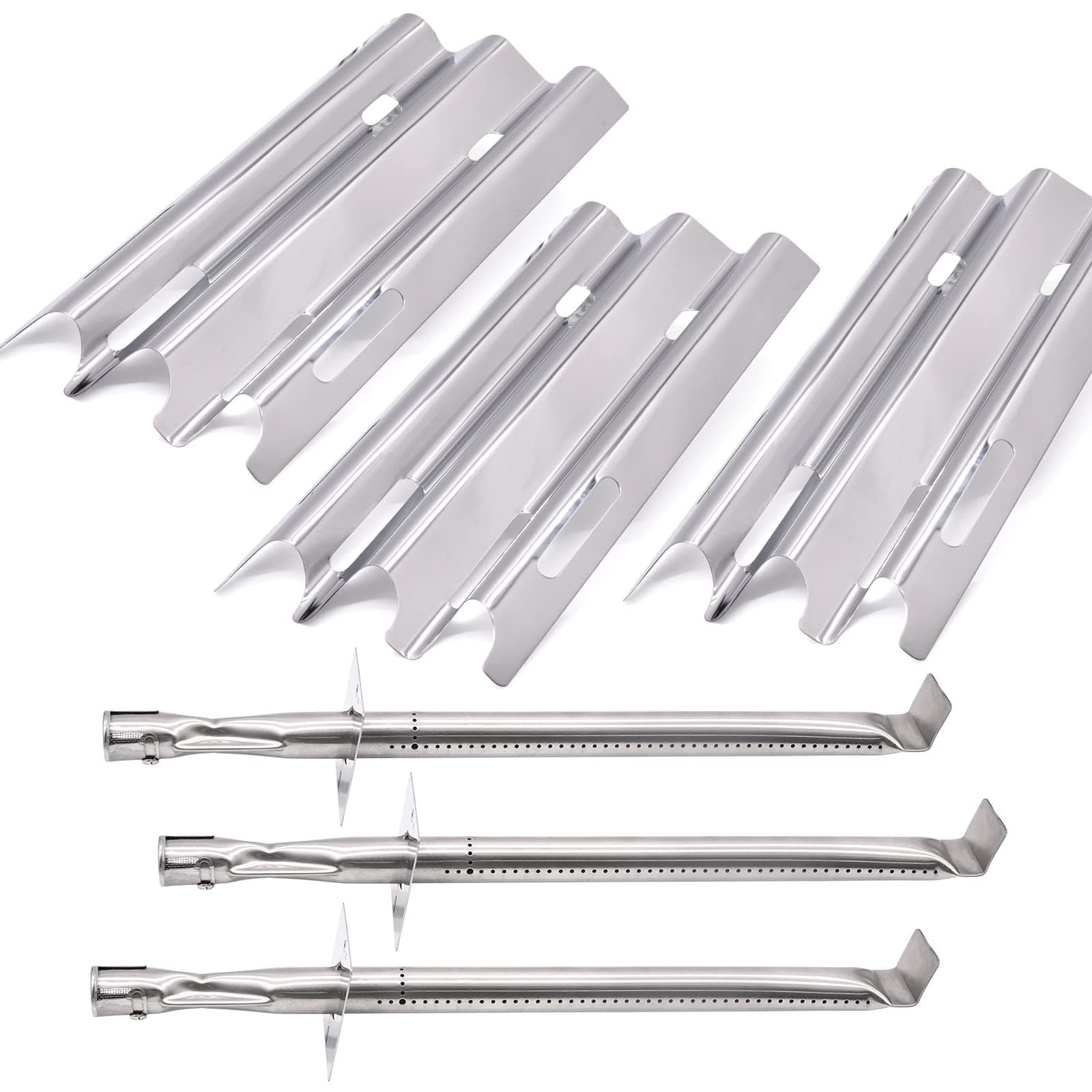 Repair kit for Vermont Castings CF9030 VM400XBP VM450 VM450SSP VM600 CF9055 CF9085 VCS5005, Jenn-Air JA461 JA580 JA461P Grill Parts, Stainless Steel Grill Burner Tube and Heat Plate Tent Shield