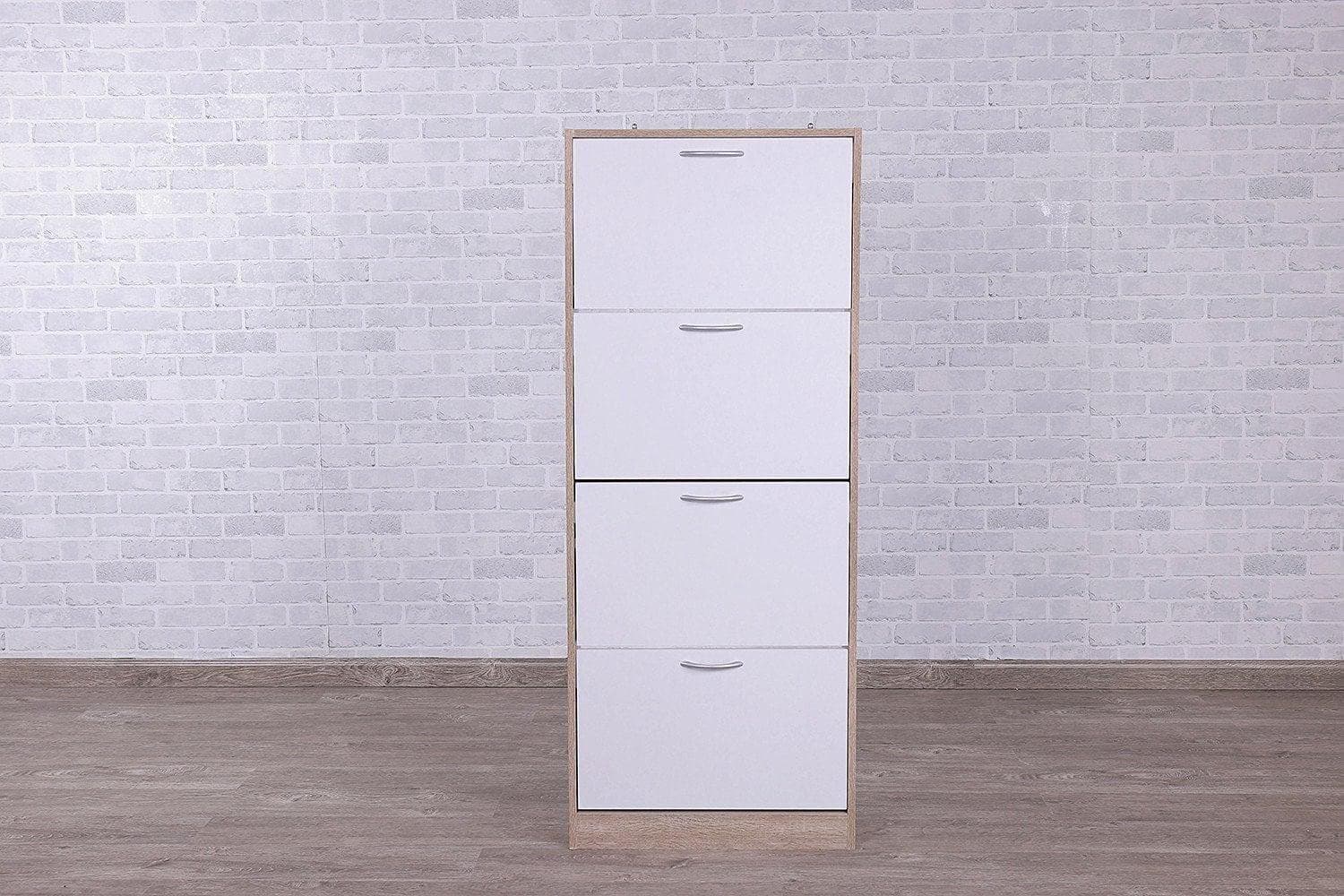 PAN Home Waldon Shoe Rack, L59 x W18 x H147, White & Brown