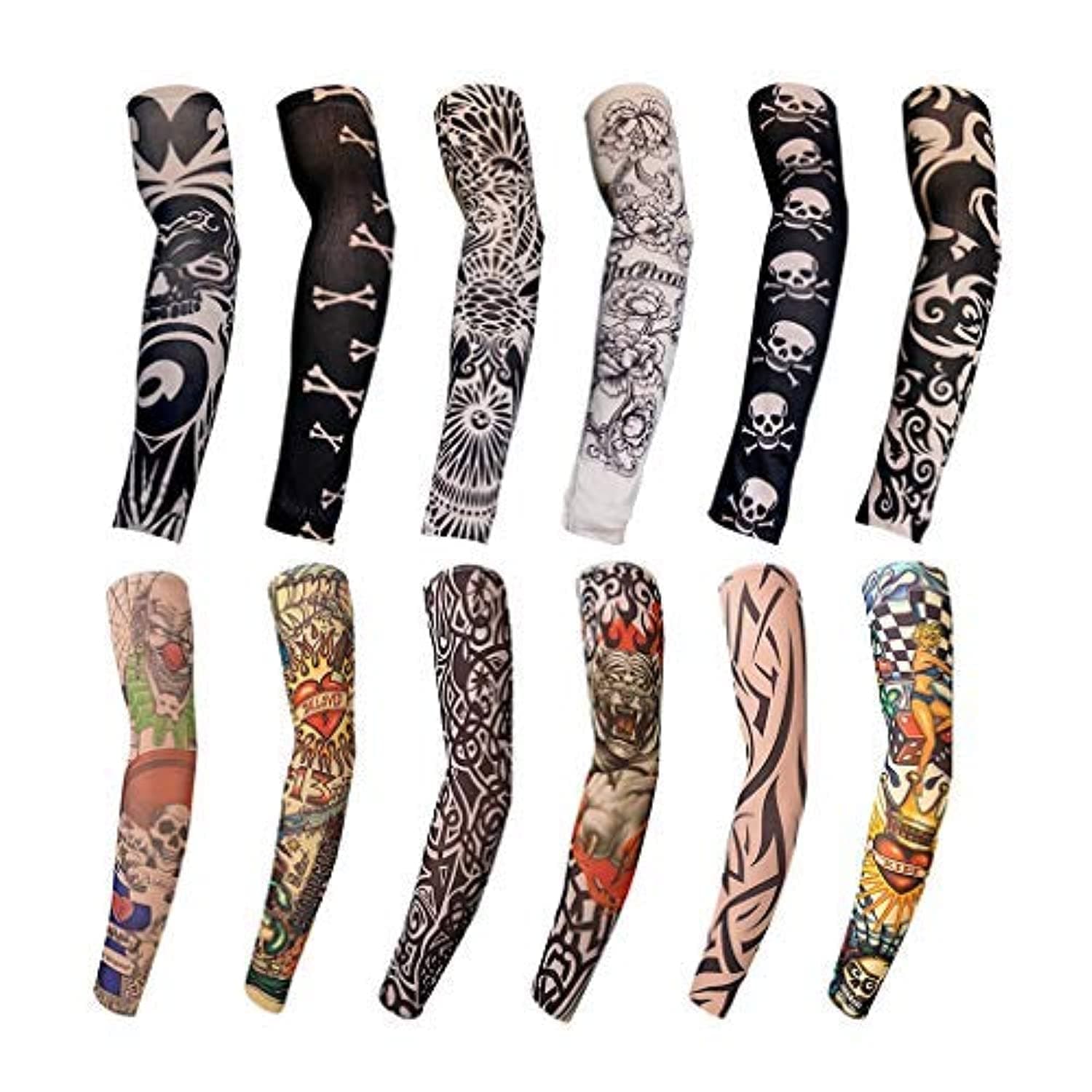6PCS Tattoo Sleeves, Arm Tattoos Sleeve For Men & Women -Fake Temporary Kids Hand Cover -Tatoo Arms Sun UV Cool Protection -Unisex Stretchable Cosplay Accessories - Running, Cycling, Color Randomly