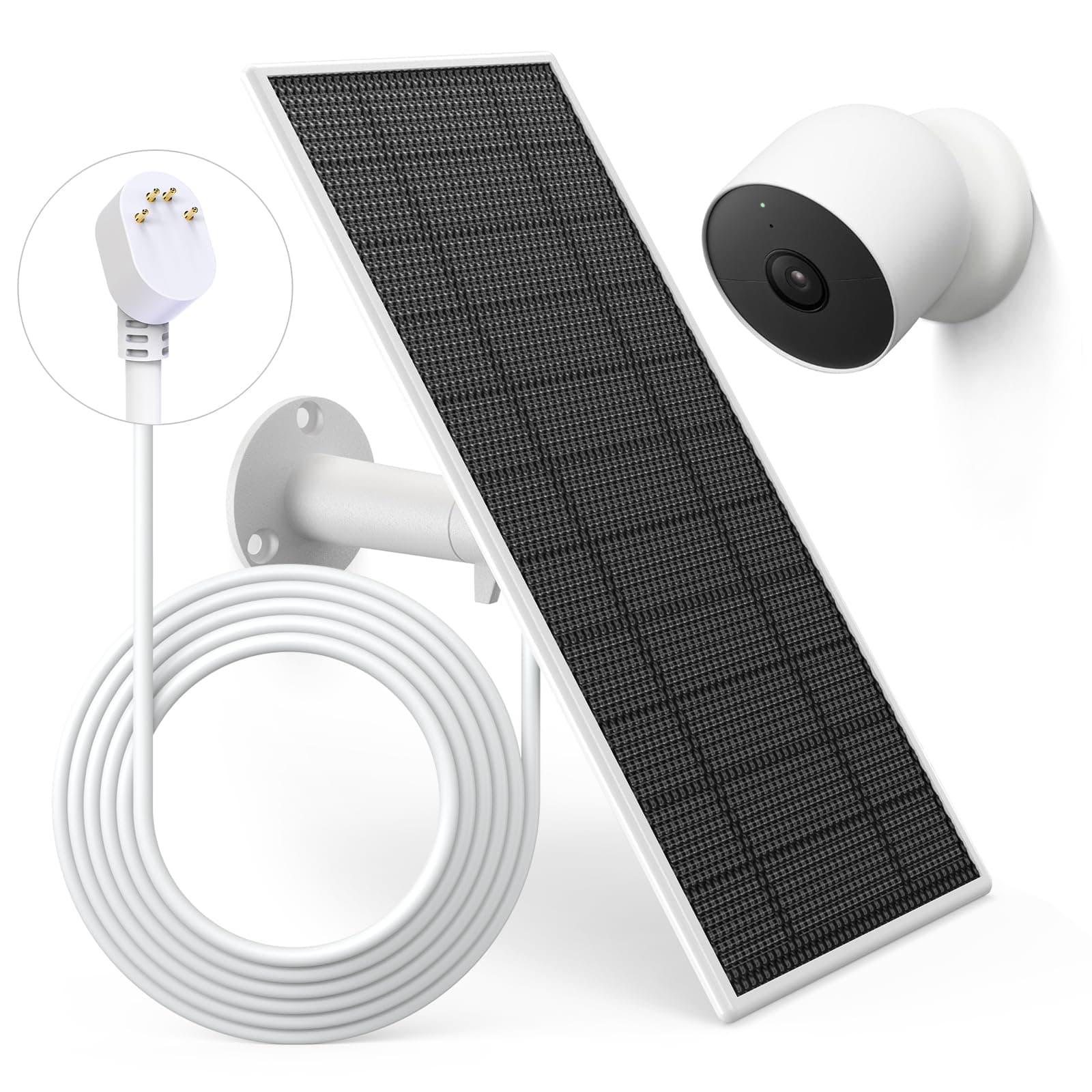 Solar Panel Charger for Google Nest Camera Outdoor and Indoor (Battery Version), 5V 5W Nest Cameras Solar Panel with 13.1Ft Fast Charging Cable, IP65 Waterproof Solar Power Made for Google Nest