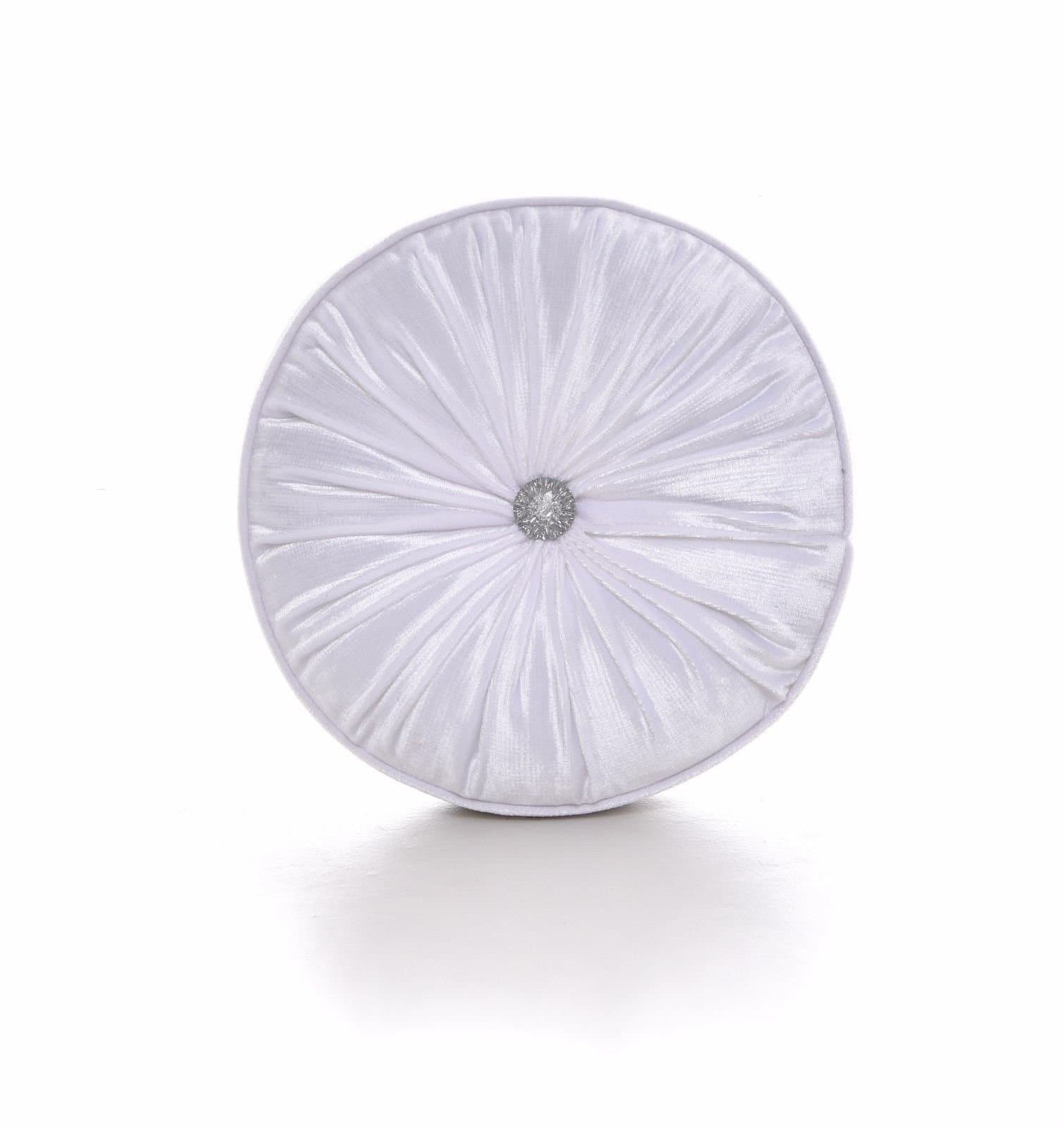 Artistic Fashionista Luxurious Quality ROUND, SQUARE OR BOUDOIR SHAPE FILLED BUTTONED CUSHIONS For Any Part Of Your Home (White, Round Cushion)