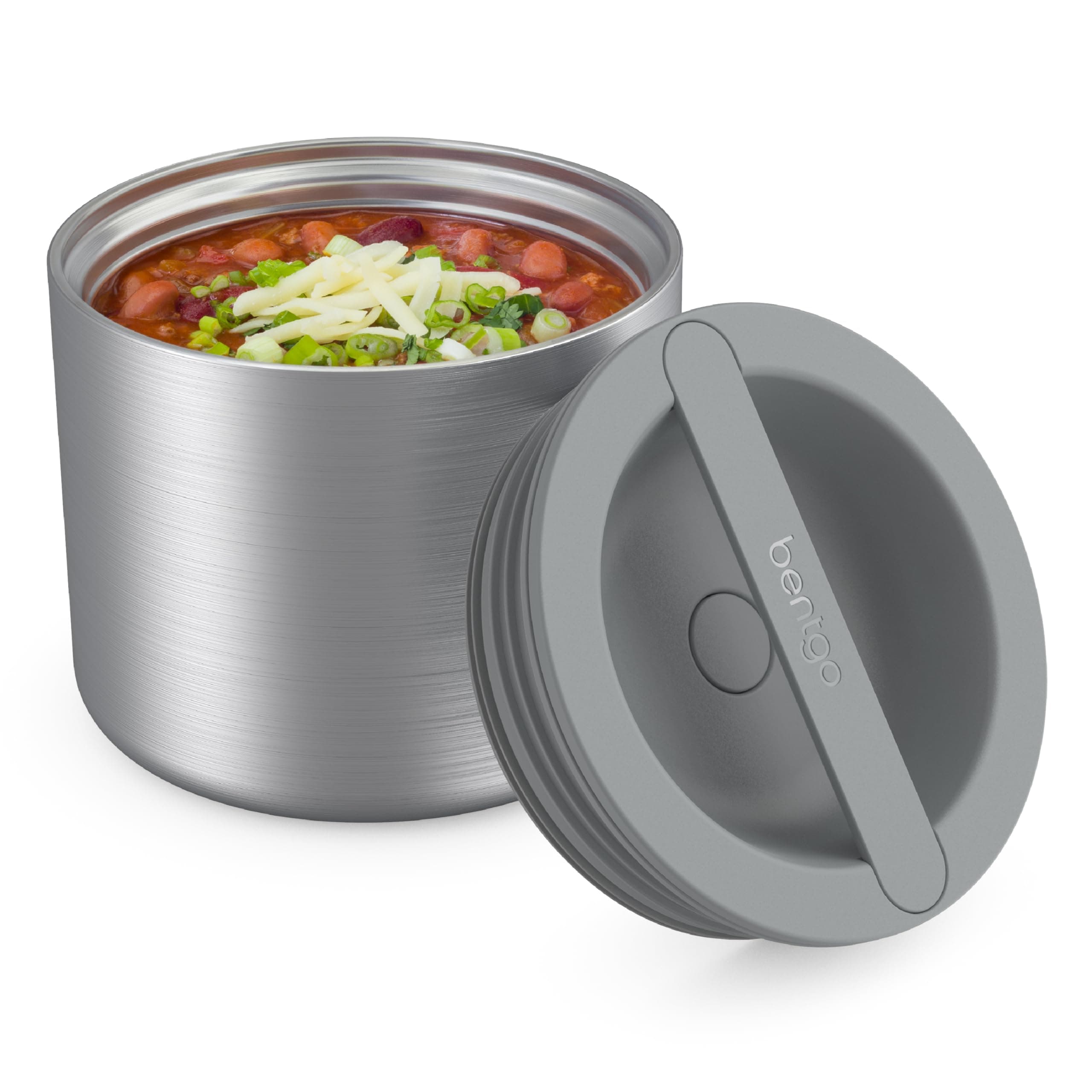 Stainless Insulated Food Container - 2.4 Cups (19 oz), Triple-Layer Insulation, Vacuum Seal, Leak-Proof, Built-In Handle, Wide Opening, Premium Stainless Steel, for Cool/Warm Foods (Steel)