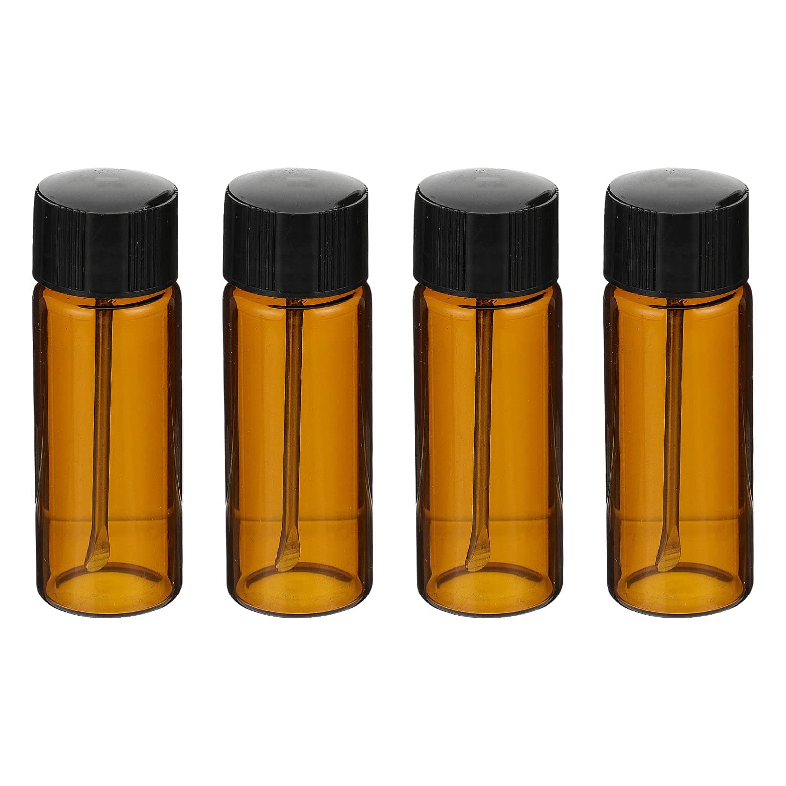 Scicalife 4pcs Portable Pill Cases Mini Glass Vials with Spoons Waterproof Pill Holder Pocket Pill Dispenser for Travel Hiking