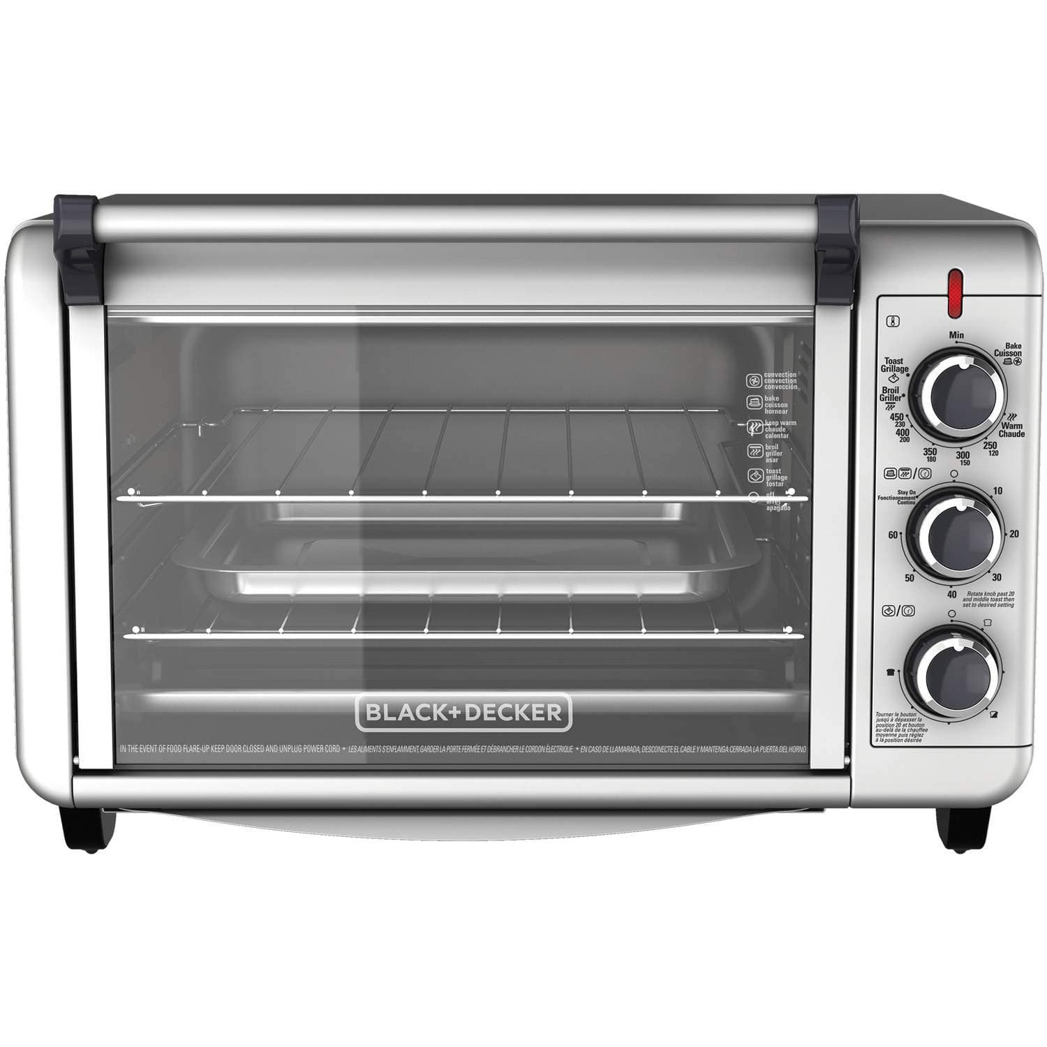 BLACK+DECKER TO3000G 6-Slice Convection Countertop Toaster Oven - Silver