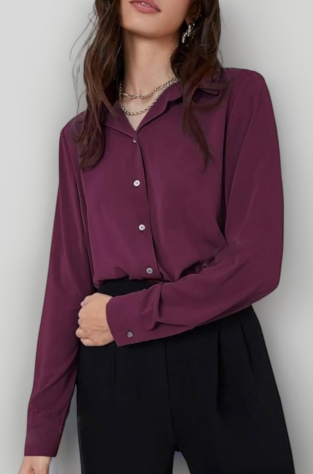 Women's Rayon Oversized Fit Crop Top Korean Style Long Sleeve Oversized Button Down| Workwear Top for Office & Casual Wear (Available in Plus Size)