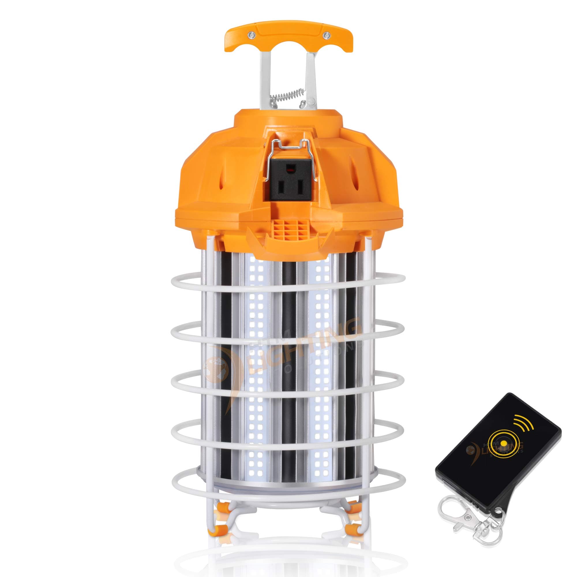 150W LED Temporary Construction Work Light with IR Remote Control - 16,000lm 5000K Daylight White - 500W-800W MH Equal Portable Commercial Linkable Job Site Cage Lighting - IP65 UL Listed