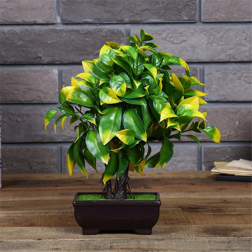 Mesmj Artificial Flowers Pot plants Fu Gui Tree Home Ornaments,Yellow