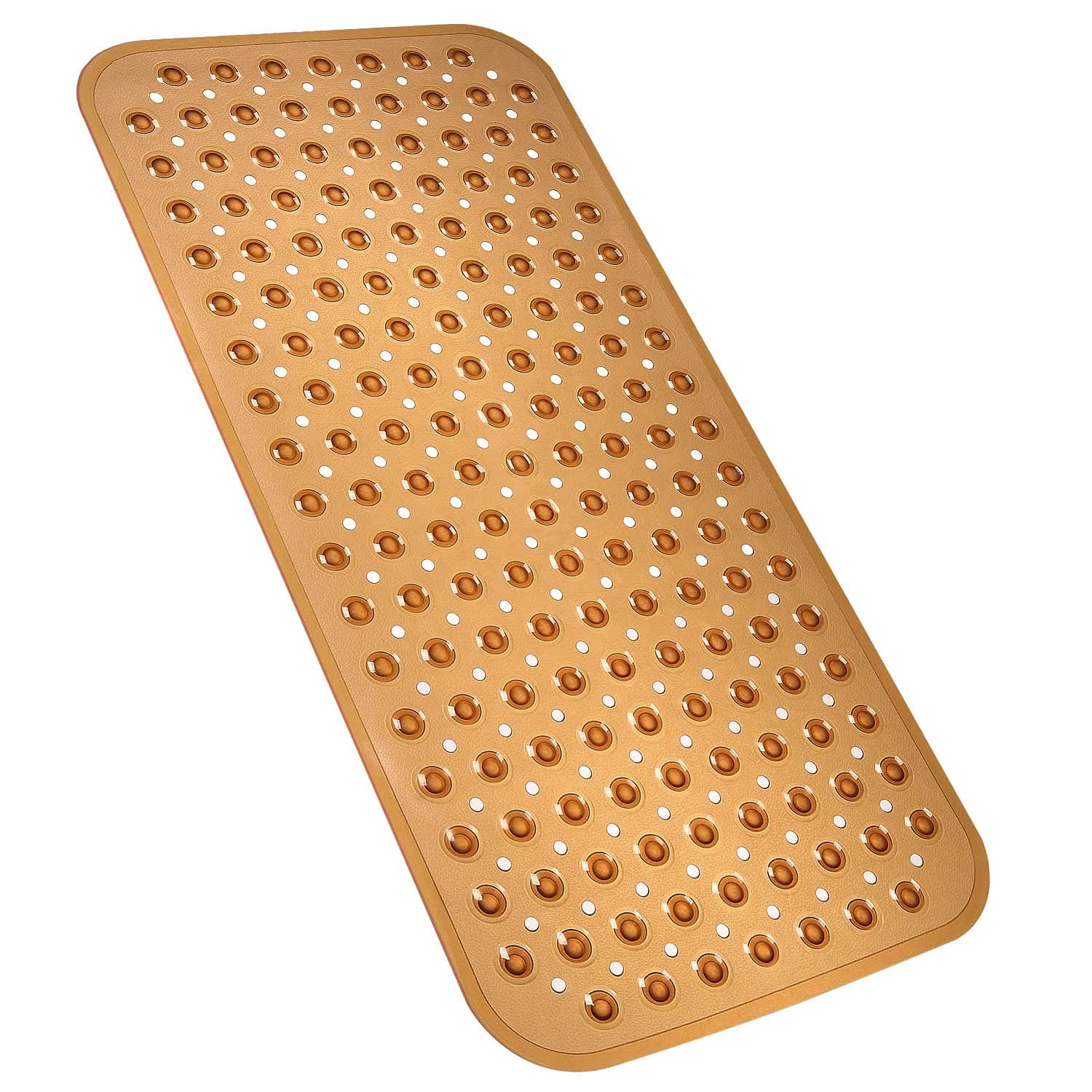 Bath Tub Shower Stall Mats 31x15.5 Inch Non-Slip and Latex Free, Bathtub Mat with Suction Cups, Machine Washable Bathroom Mats with Drain Holes (Brown)