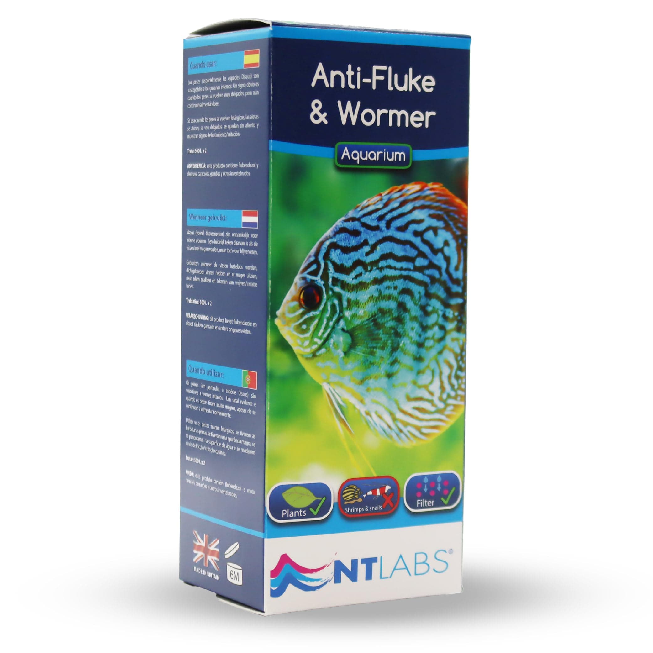 Aquarium Anti-Fluke and Wormer, Tropical & Coldwater Aquarium Medicine, Treats Internal Worms, Combats External Parasites Such as Skin & Gill Flukes (20ml - Treats 2 Courses of 500L)