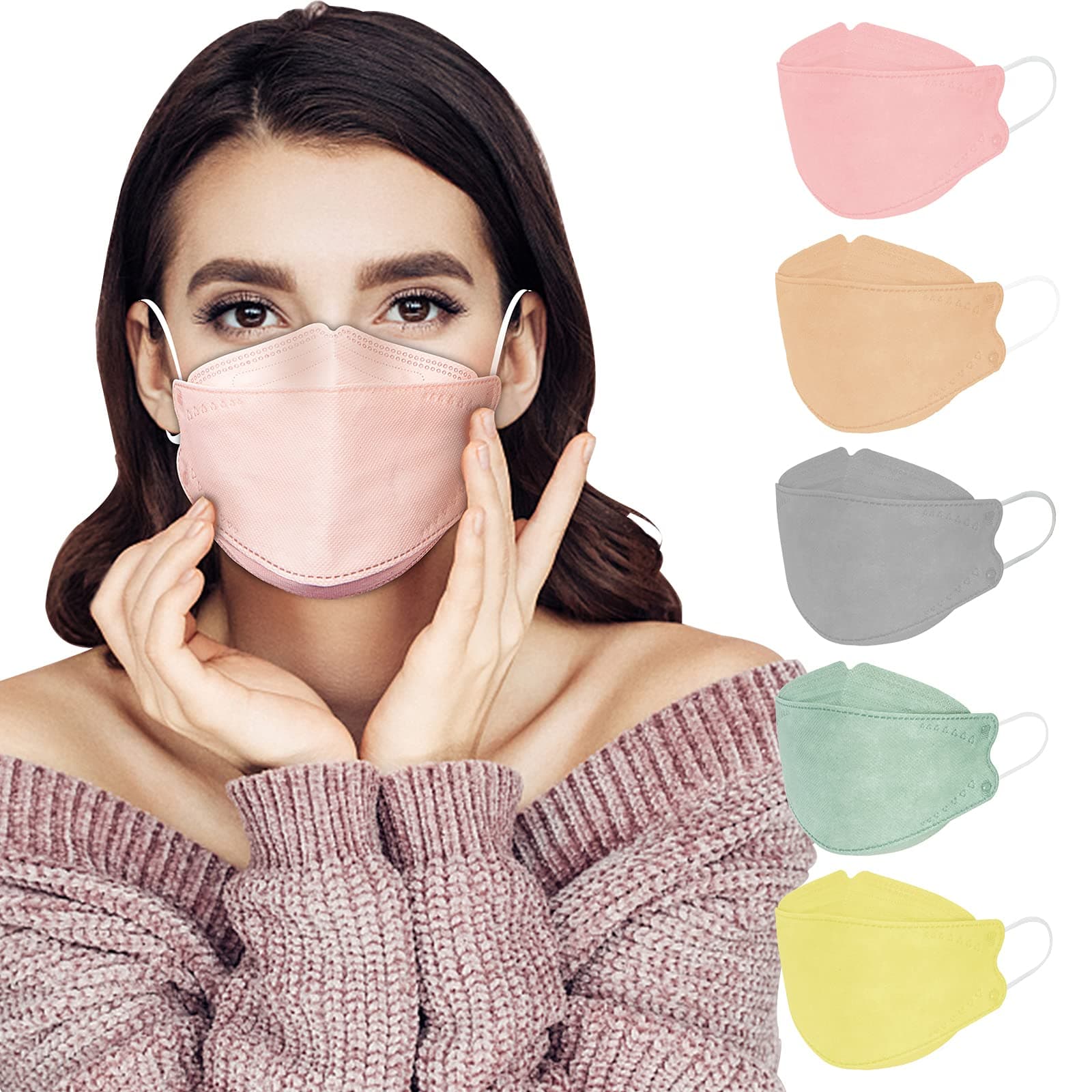 KF94 Mask, 20 Packs Masks Individually Wrapped, Disposable Colored Mask Comfortable Fit, 4-Ply Breathable Mask