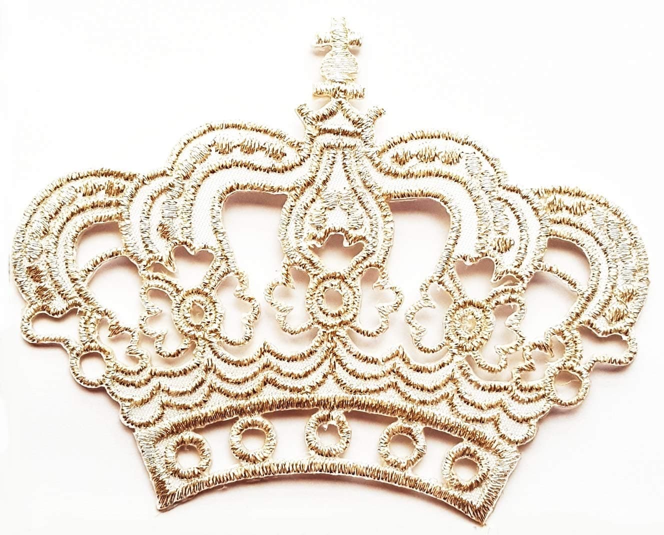 Silver White Crown Patches Beautiful Crown Royal King Kid Patch Appliques Fabric Decorating for Hat Cap Polo Backpack Clothing Jacket T-Shirt DIY Embroidered Iron On/Sew On Patch