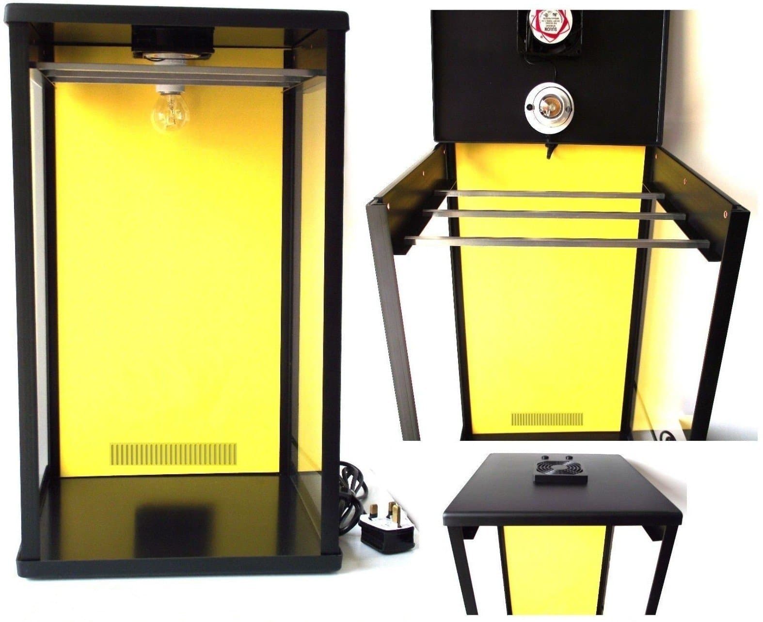 Biltong Maker Biltong Box Beef Jerky Dehydrator Biltong Spice with YELLOW Back Panel, 100g FREE SPICE and Light Bulb