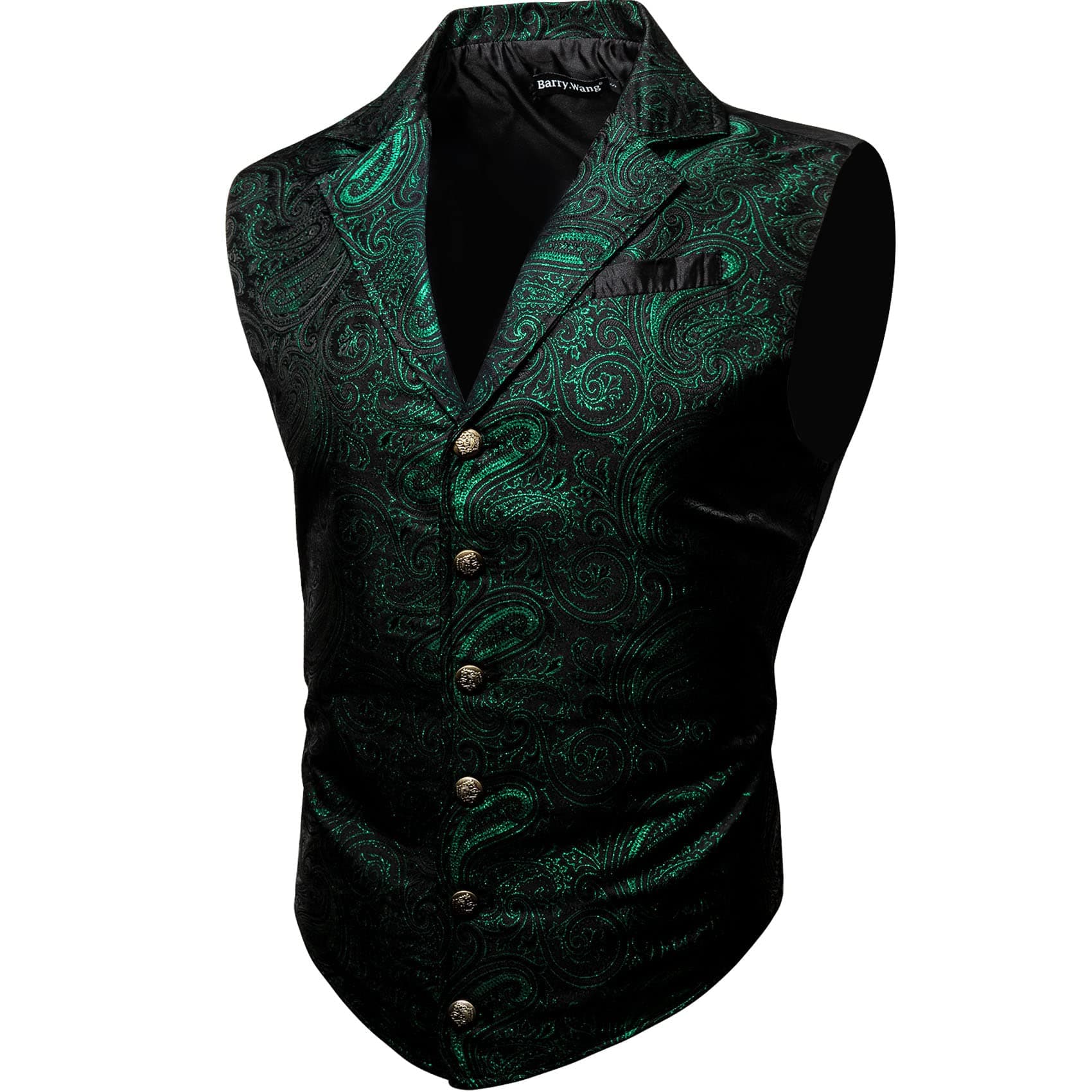 Barry.WangMens Victorian Vest Steampunk Gothic Paisley Tailored Collar Waistcoat Halloween Themed Party