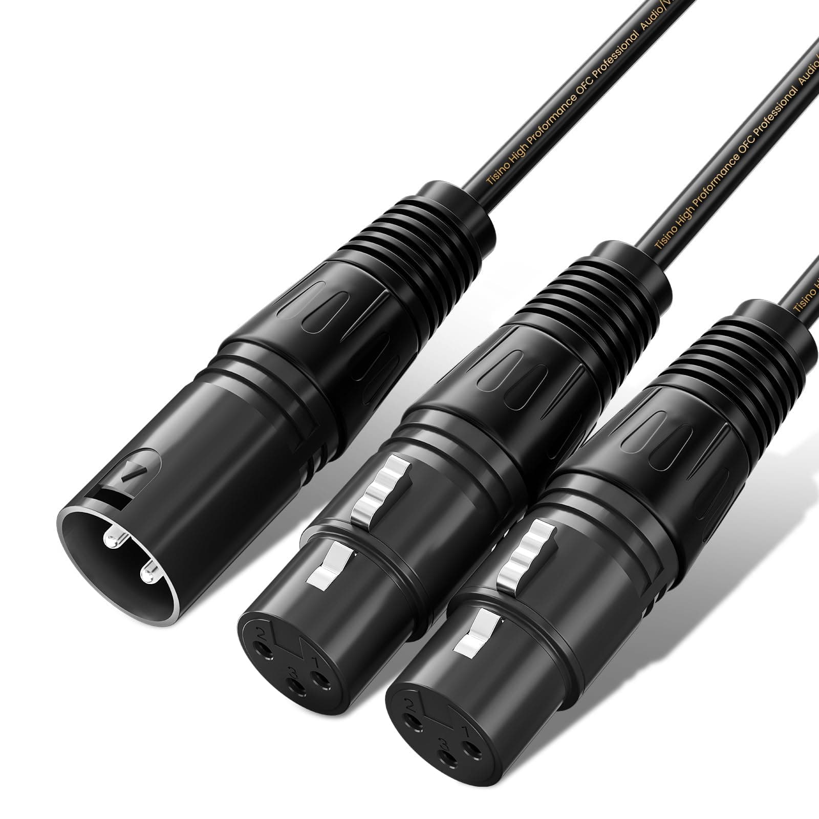 XLR Y-Splitter Cable, Dual Female XLR to Male Mic Combiner Y Cord Balanced Microphone Adapter Patch Cable (3 Pin 2 Female to 1 Male)-1.5 Feet