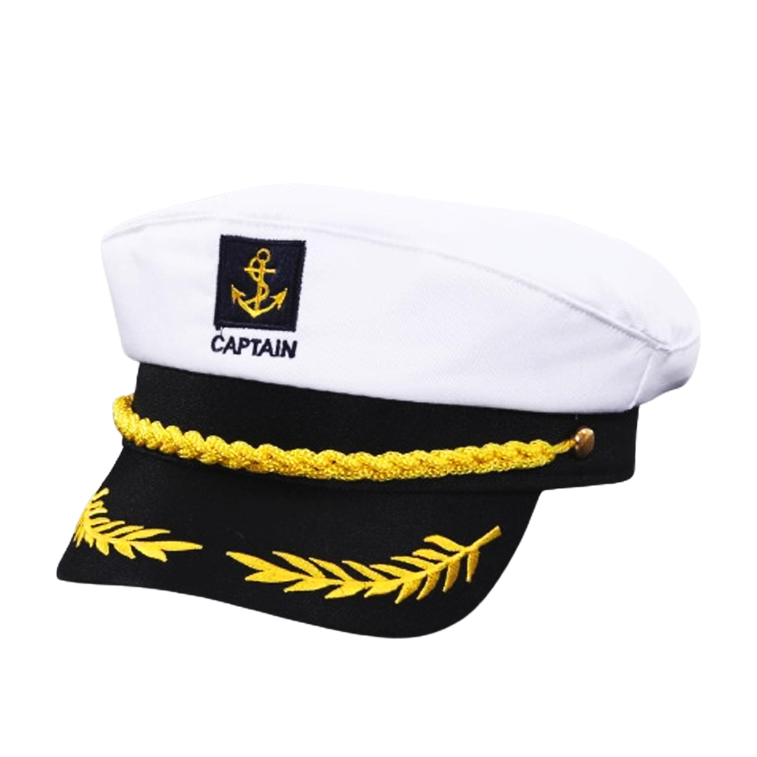 Captain Hat, Sailor Skipper Cap, Marines Style Costume Accessory, Adjustable Yacht Boat Captains Hats.