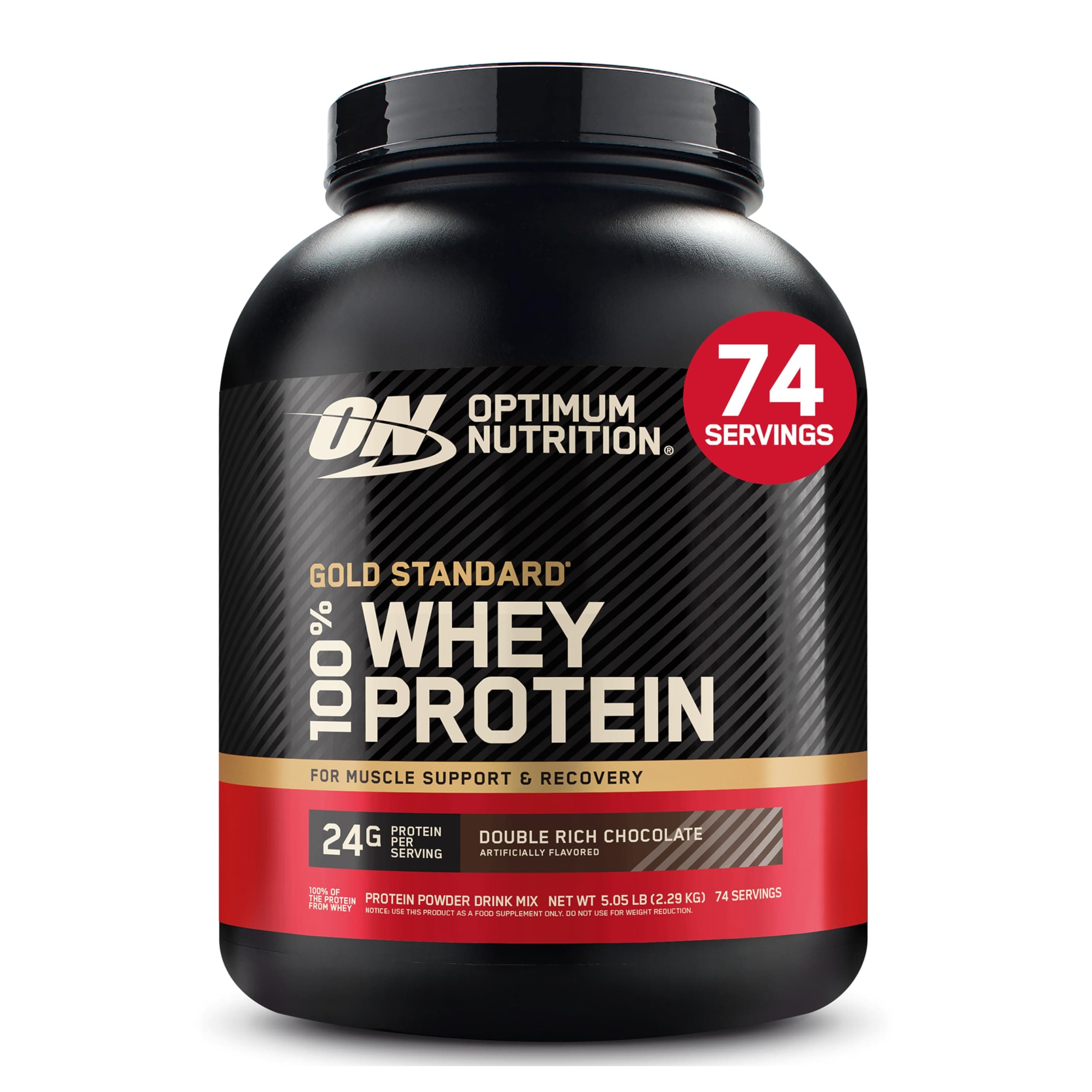 Optimum Nutrition Gold Standard 100% Whey Protein Powder, Double Rich Chocolate, 5 Pound (Packaging May Vary)